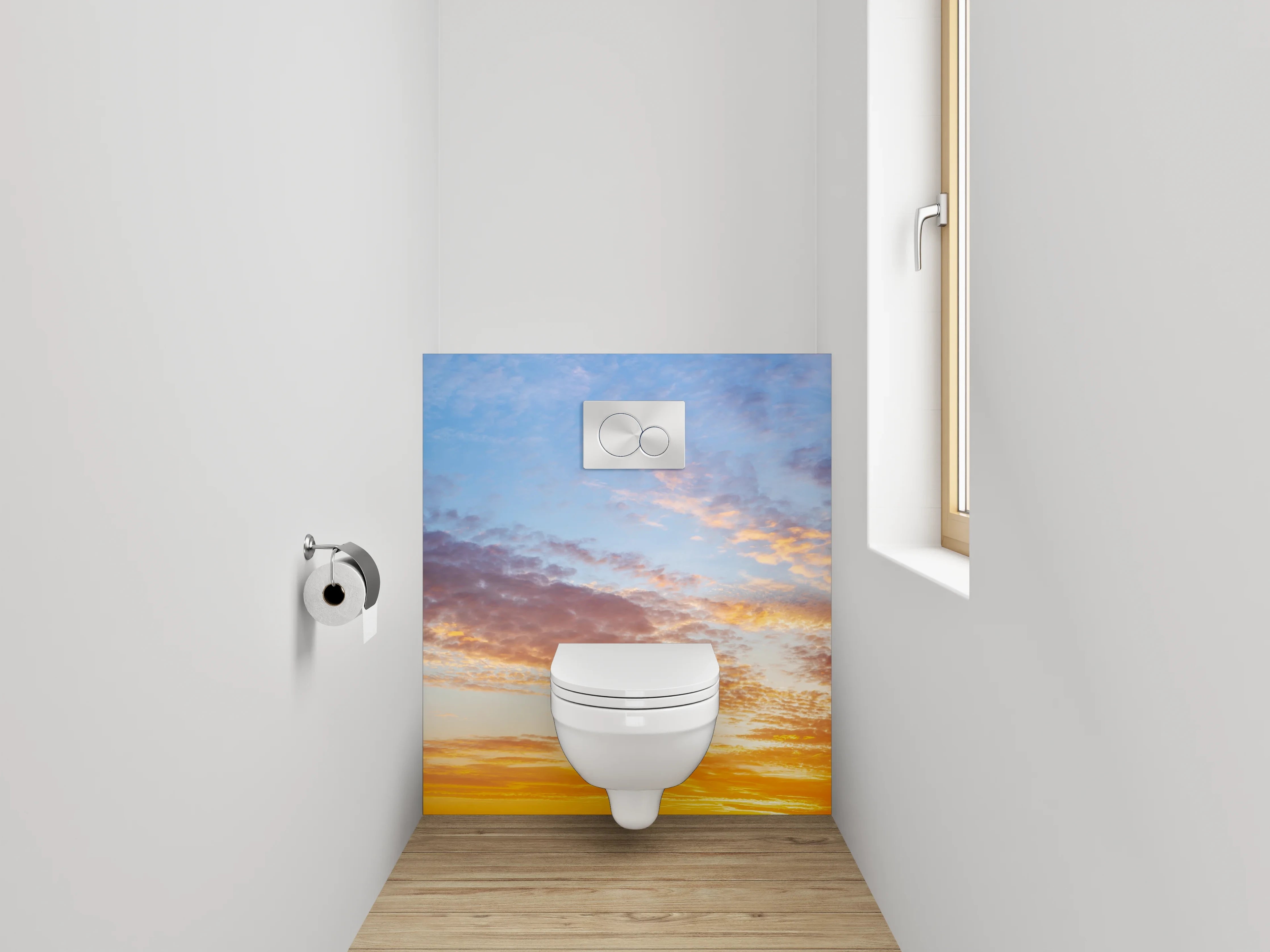 WC-Rückwand - Farbenfroher Sonnenuntergang am Himmel