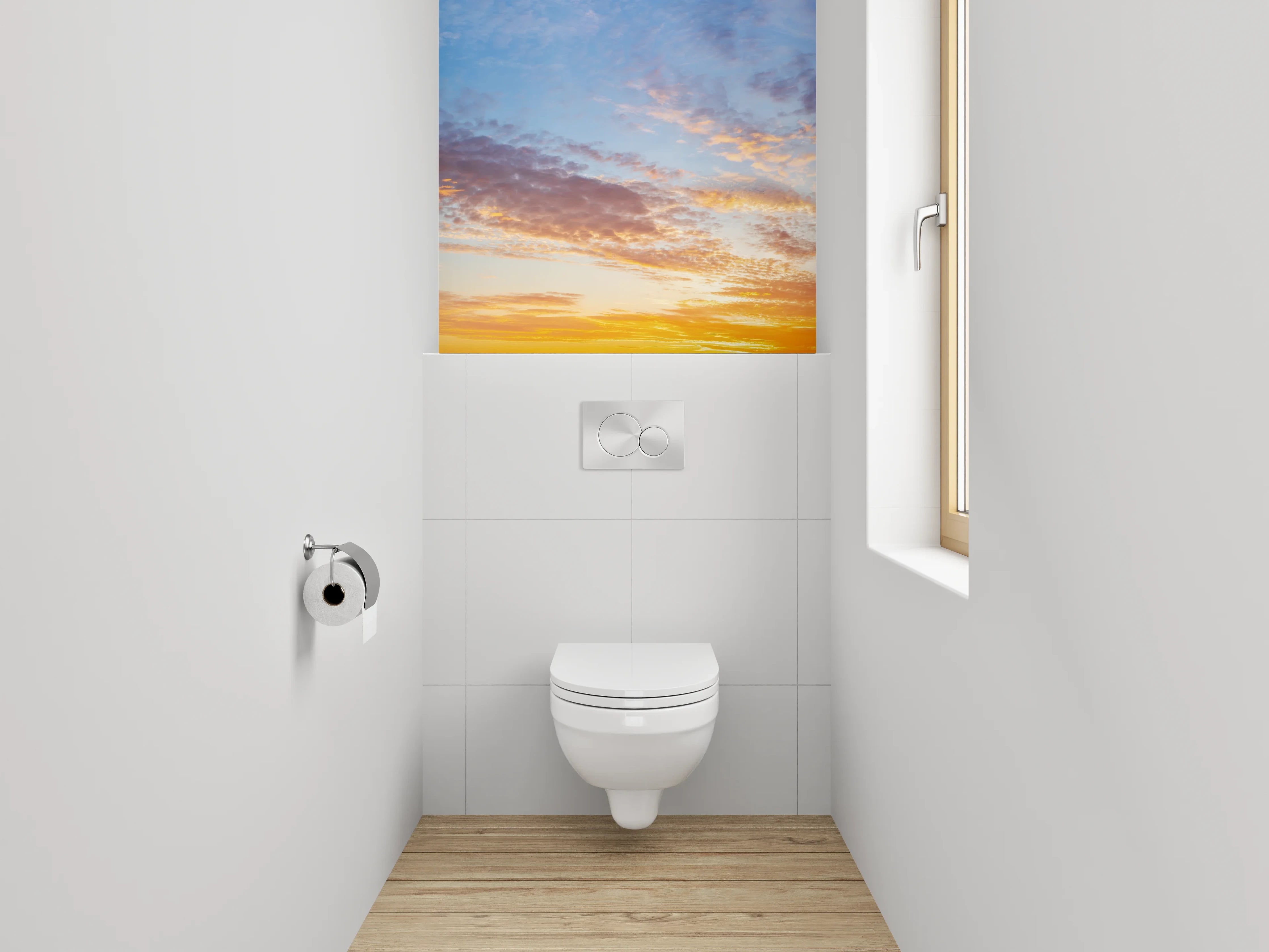 WC-Rückwand - Farbenfroher Sonnenuntergang am Himmel