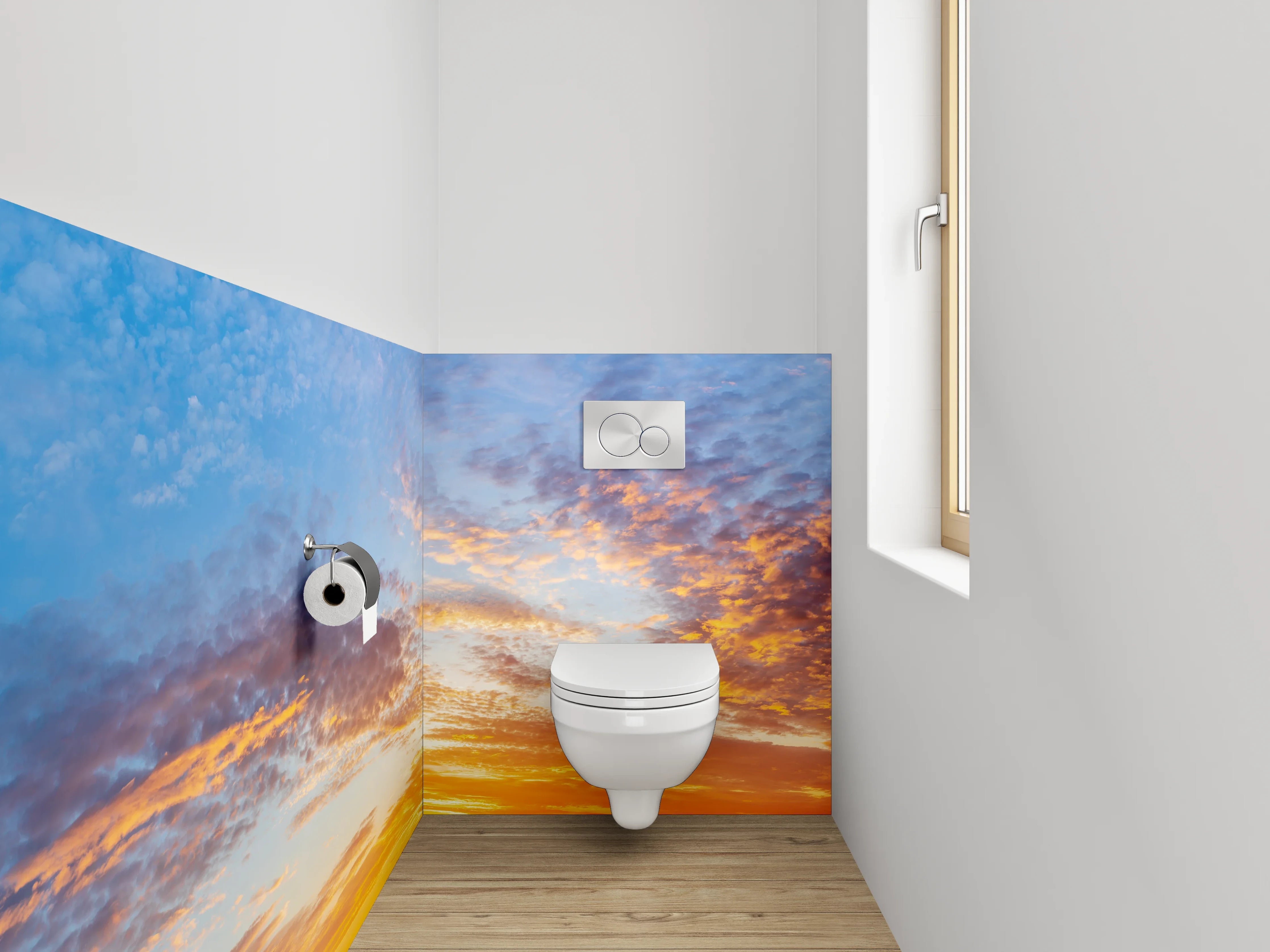 WC-Rückwand - Farbenfroher Sonnenuntergang am Himmel