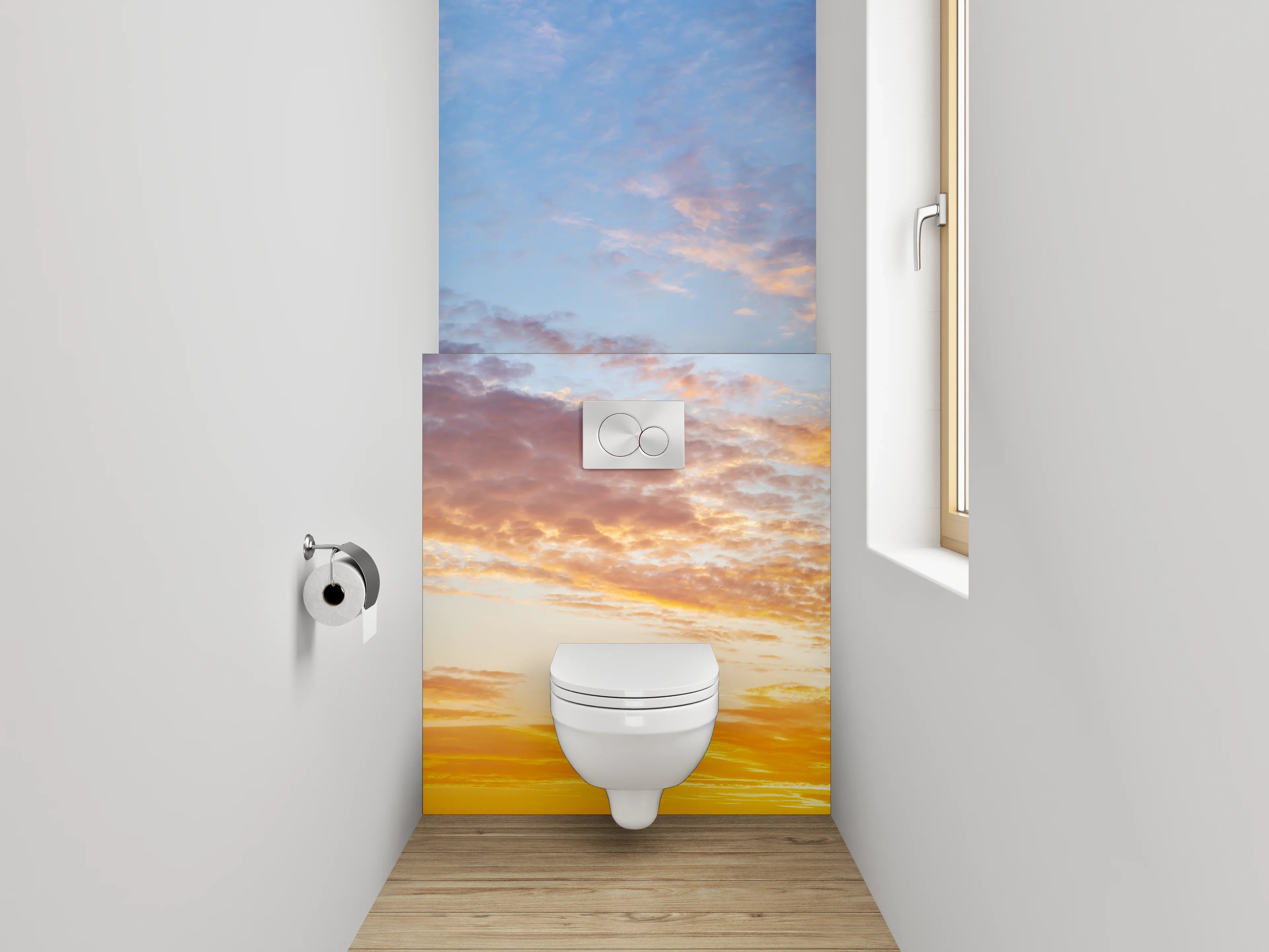 WC-Rückwand - Farbenfroher Sonnenuntergang am Himmel