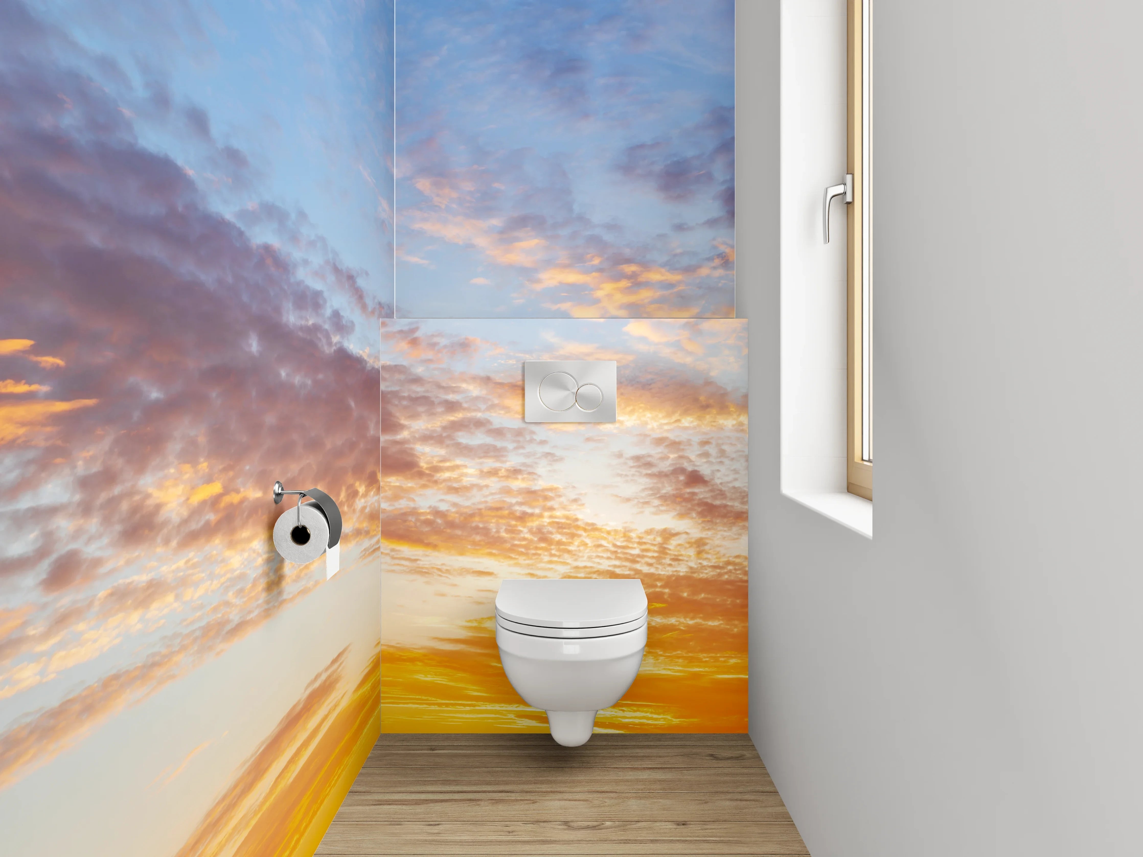 WC-Rückwand - Farbenfroher Sonnenuntergang am Himmel