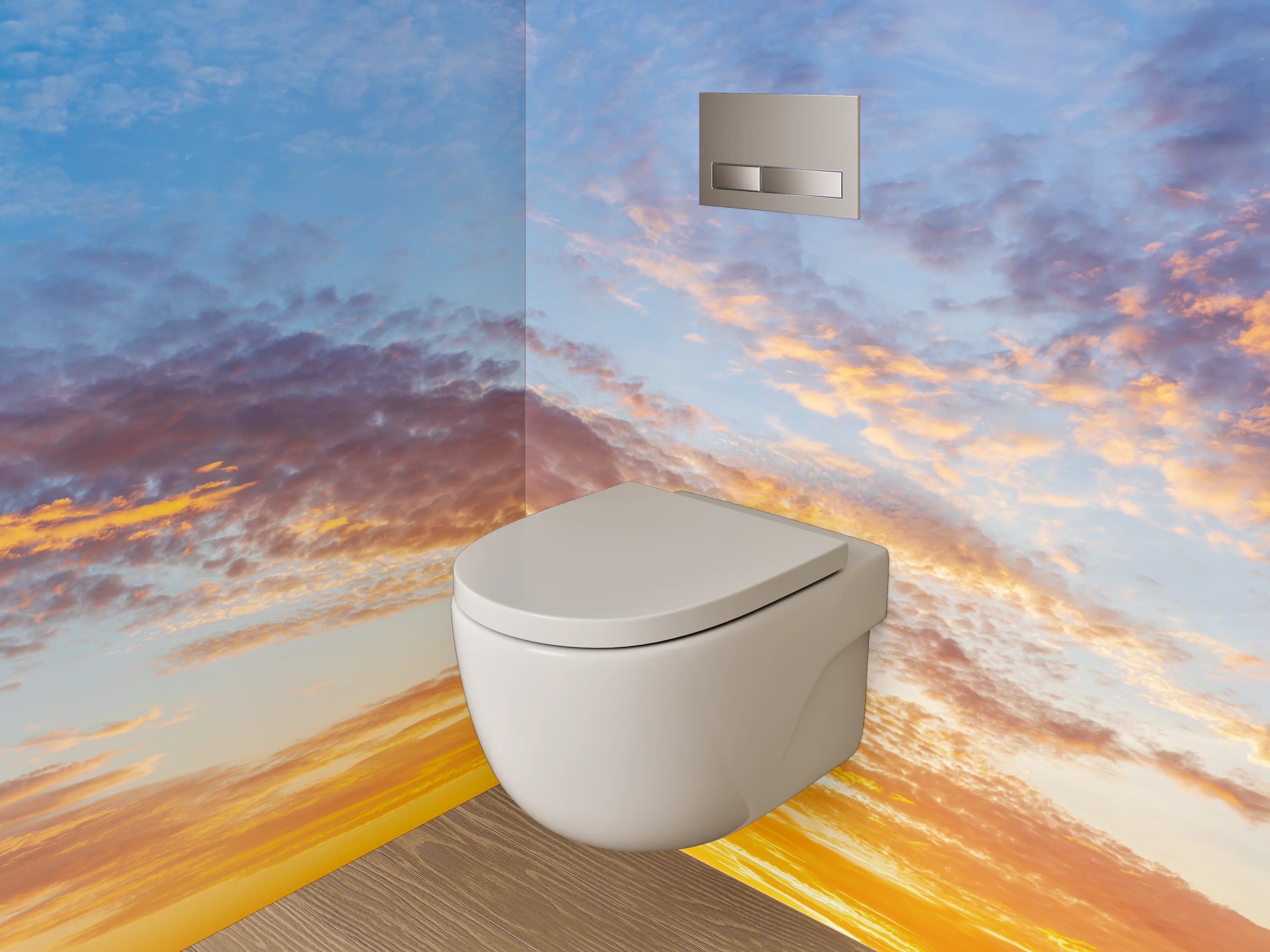 WC-Rückwand - Farbenfroher Sonnenuntergang am Himmel