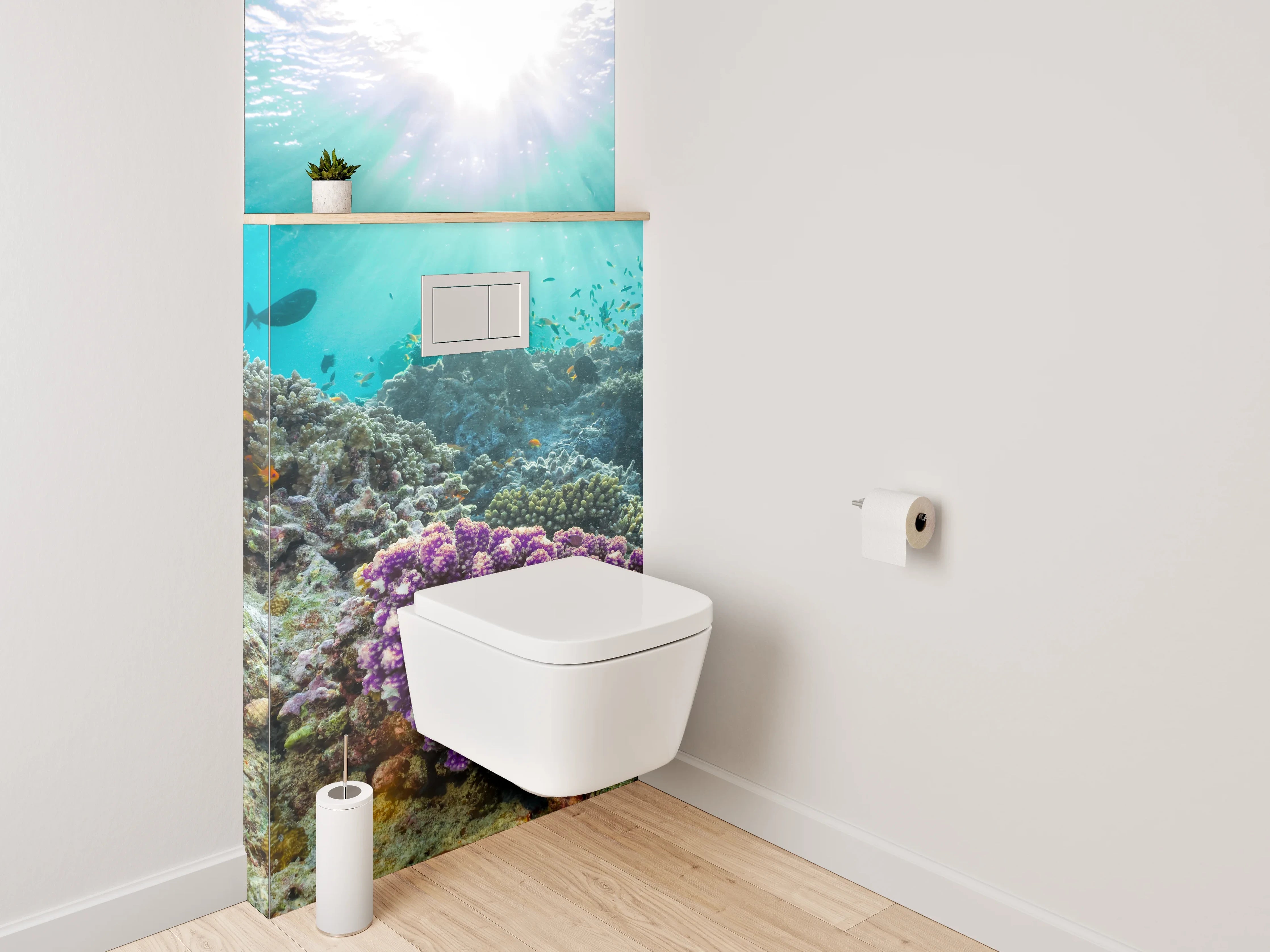 WC-Rückwand - Farbenfrohes Korallenriff mit exotischen Fischen