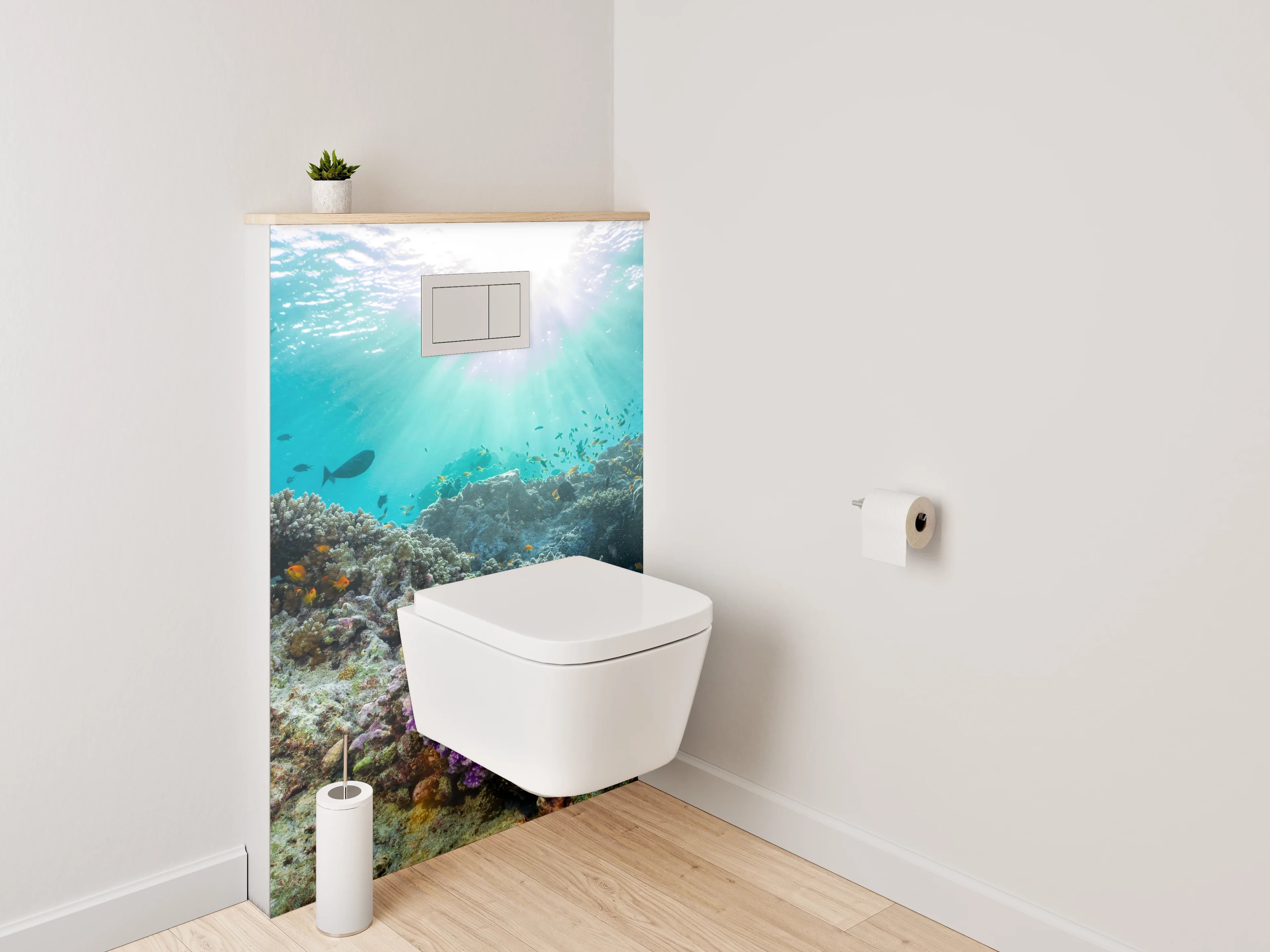 WC-Rückwand - Farbenfrohes Korallenriff mit exotischen Fischen
