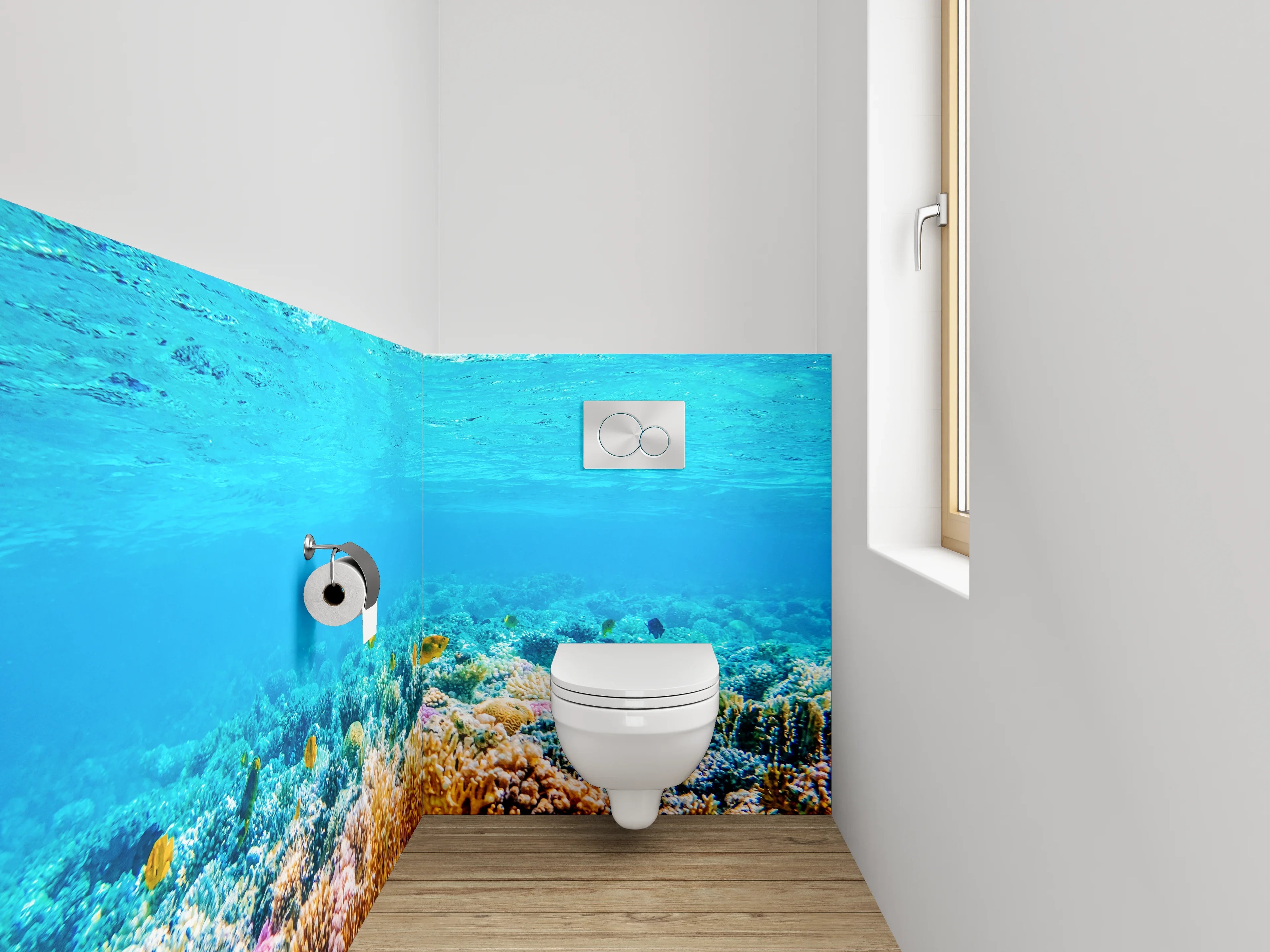 WC-Rückwand - Farbenfrohes Korallenriff unter Wasser