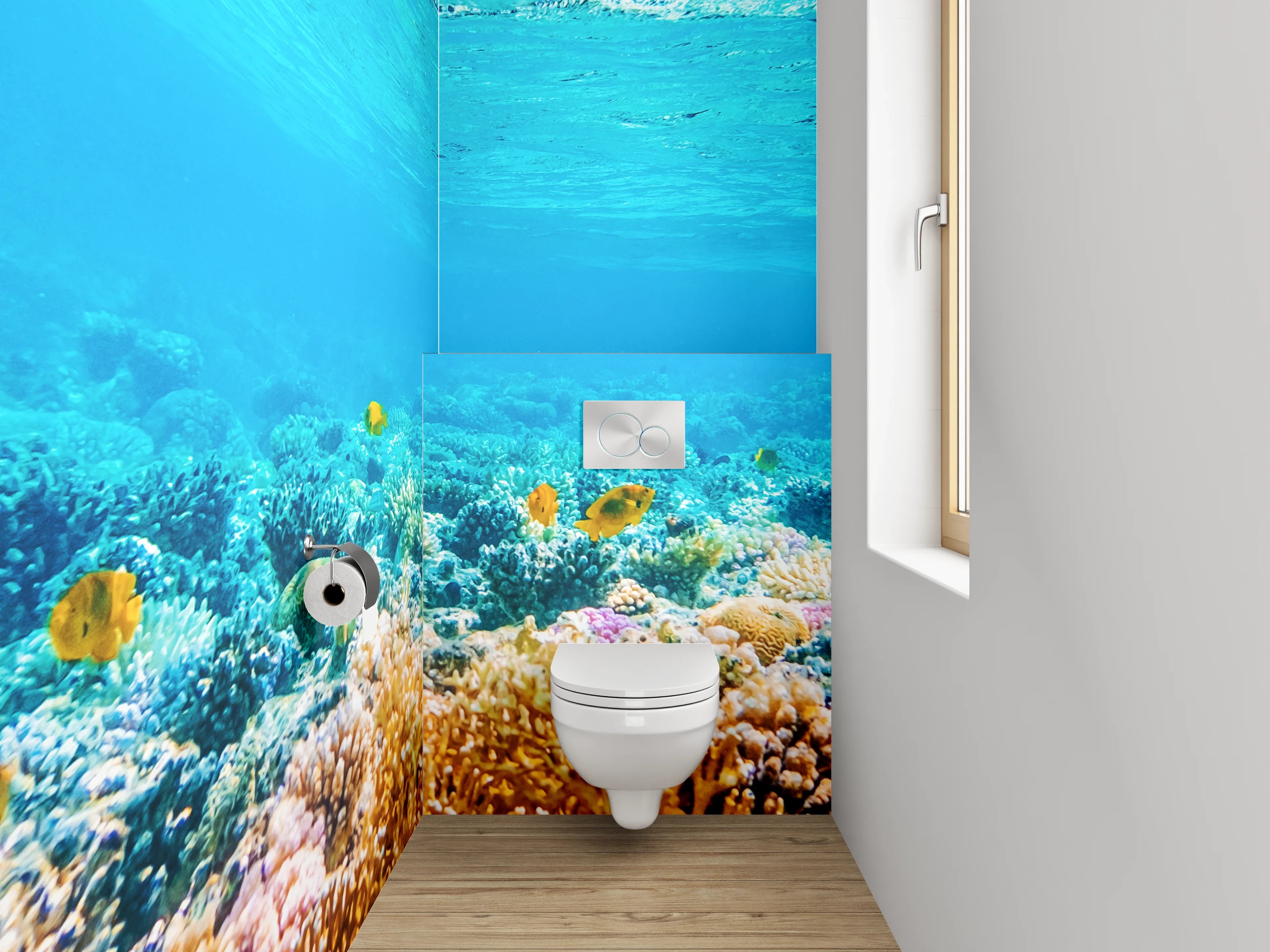 WC-Rückwand - Farbenfrohes Korallenriff unter Wasser