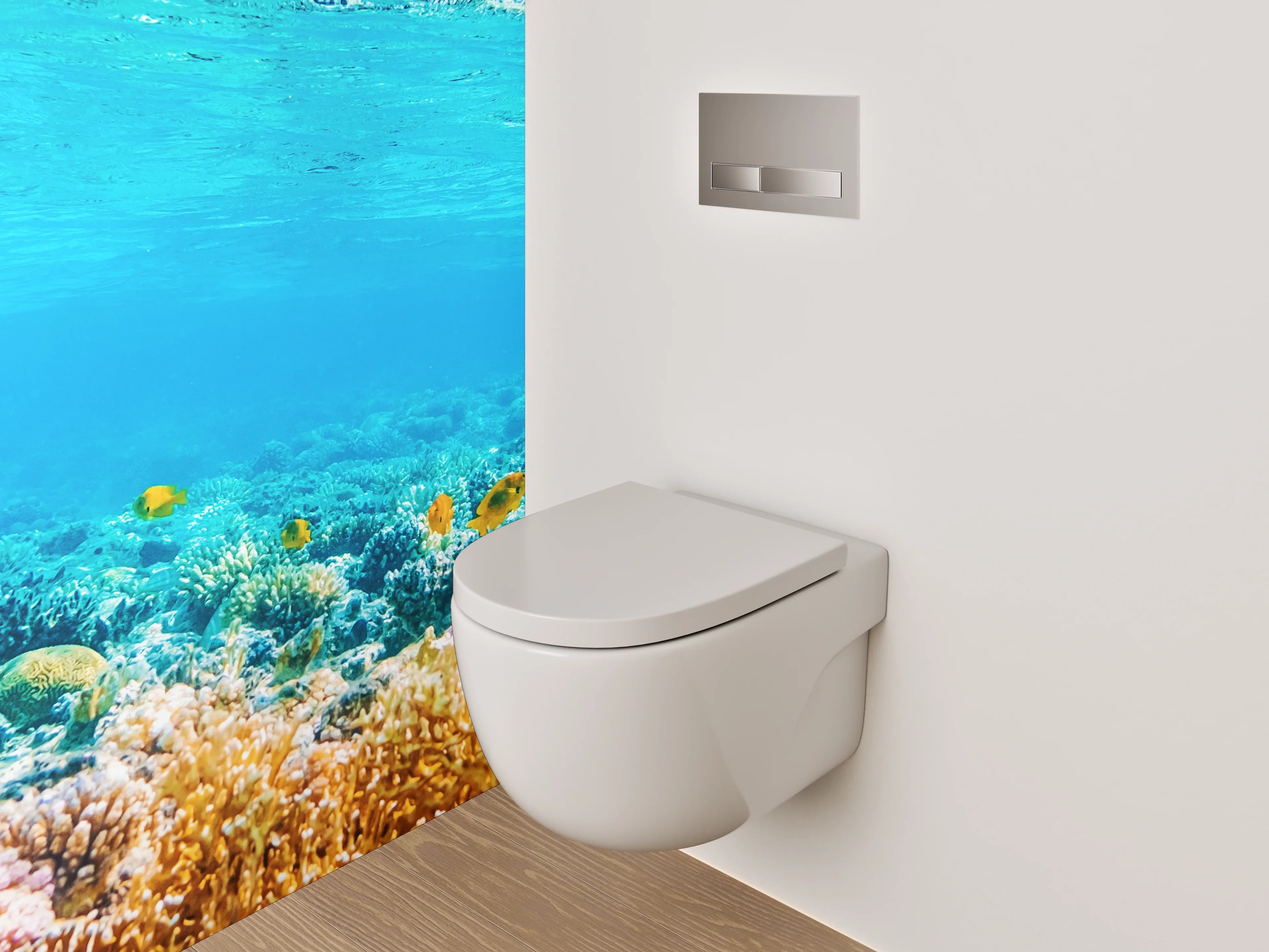 WC-Rückwand - Farbenfrohes Korallenriff unter Wasser