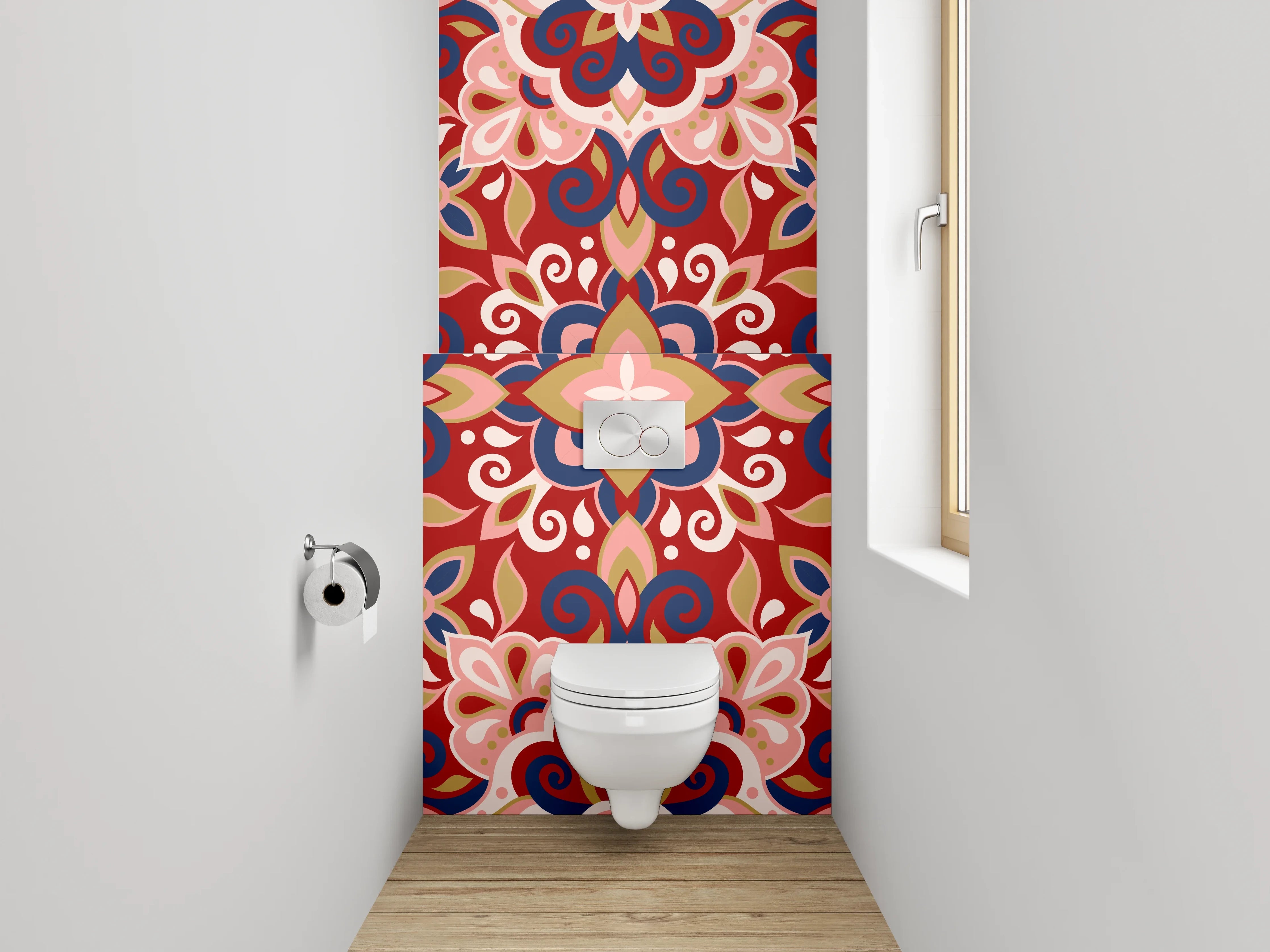 WC-Rückwand - Farbenfrohes traditionelles Muster