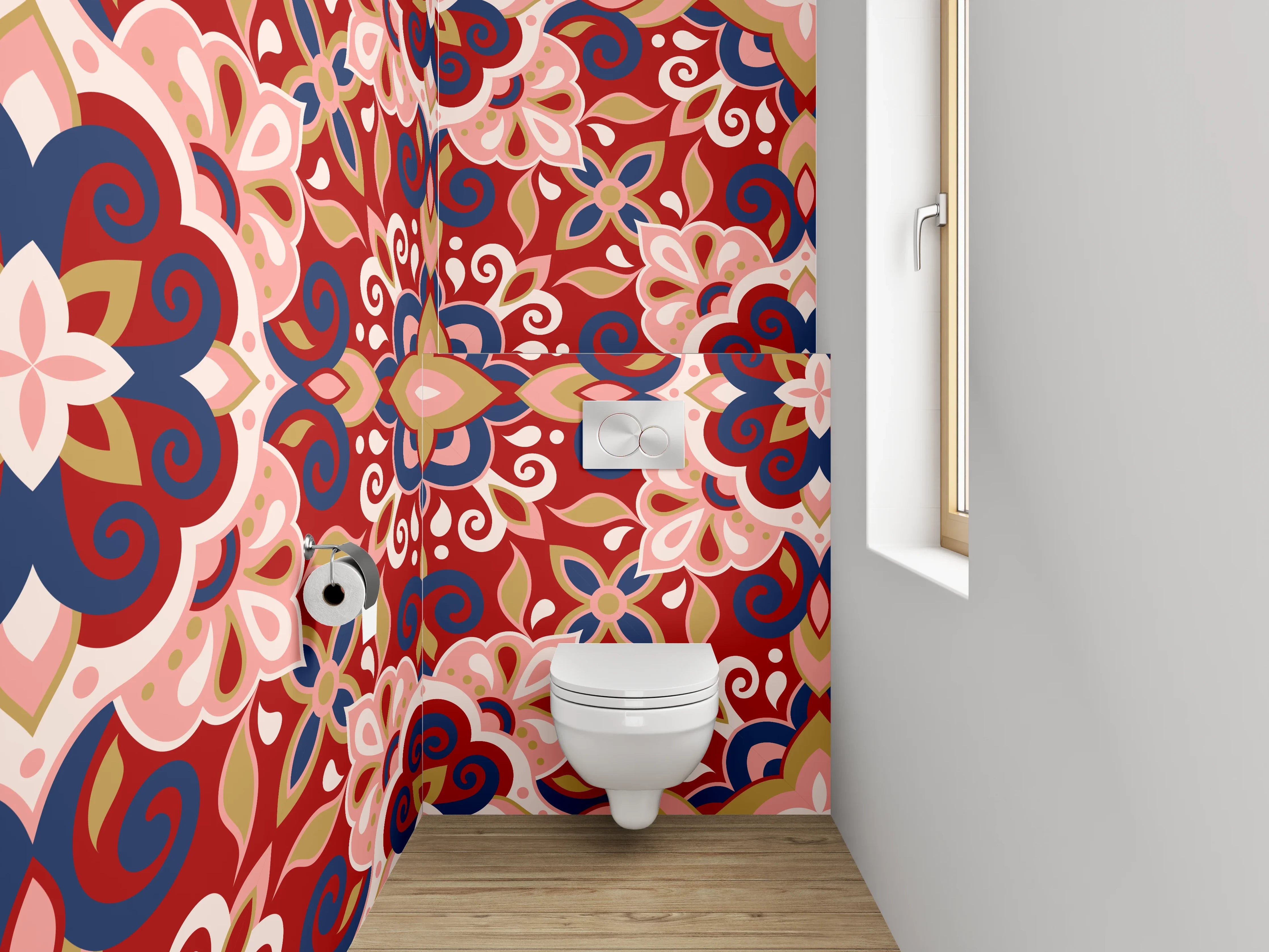 WC-Rückwand - Farbenfrohes traditionelles Muster