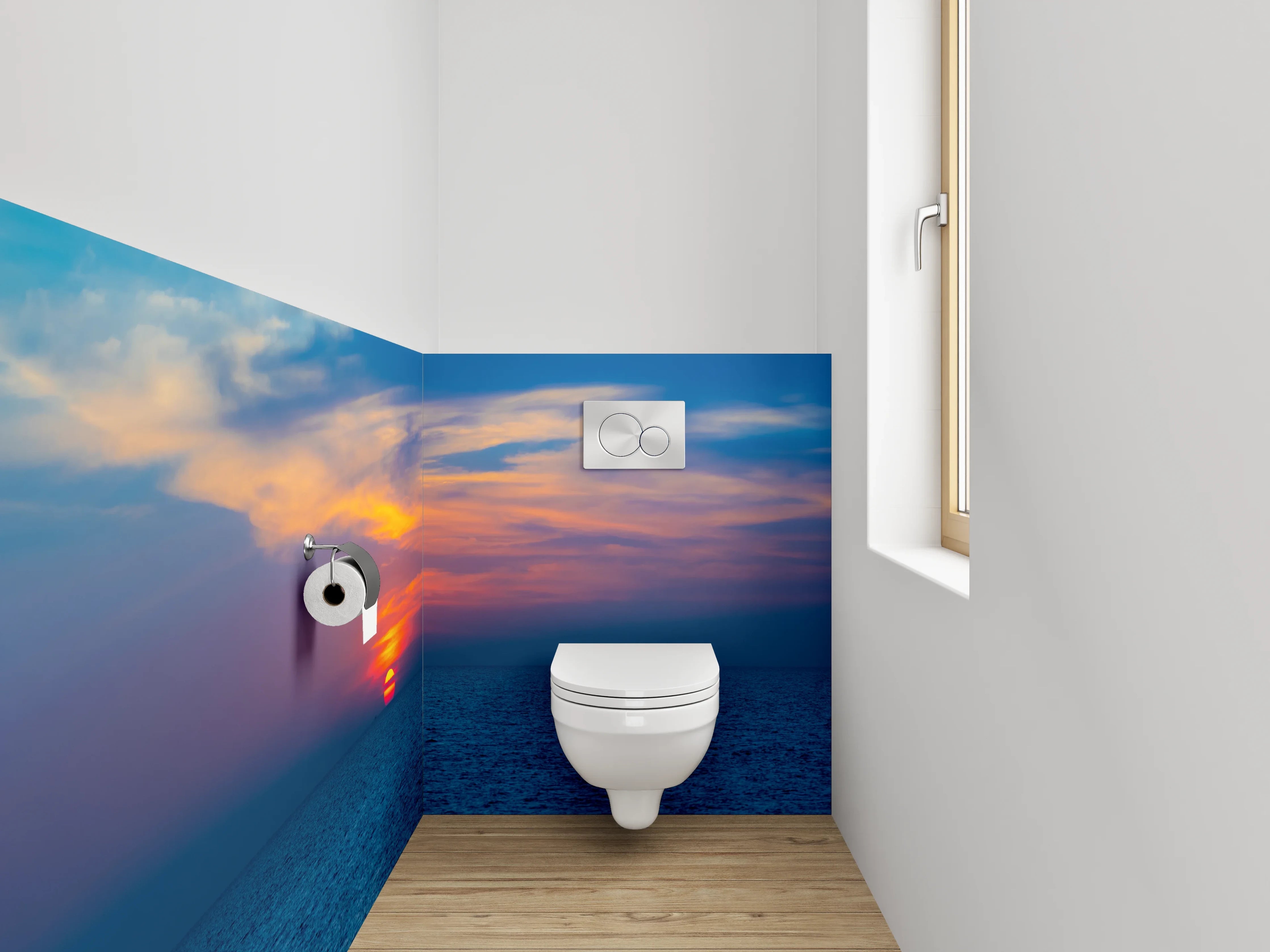WC-Rückwand - Farbenprächtiger Sonnenuntergang am Meer