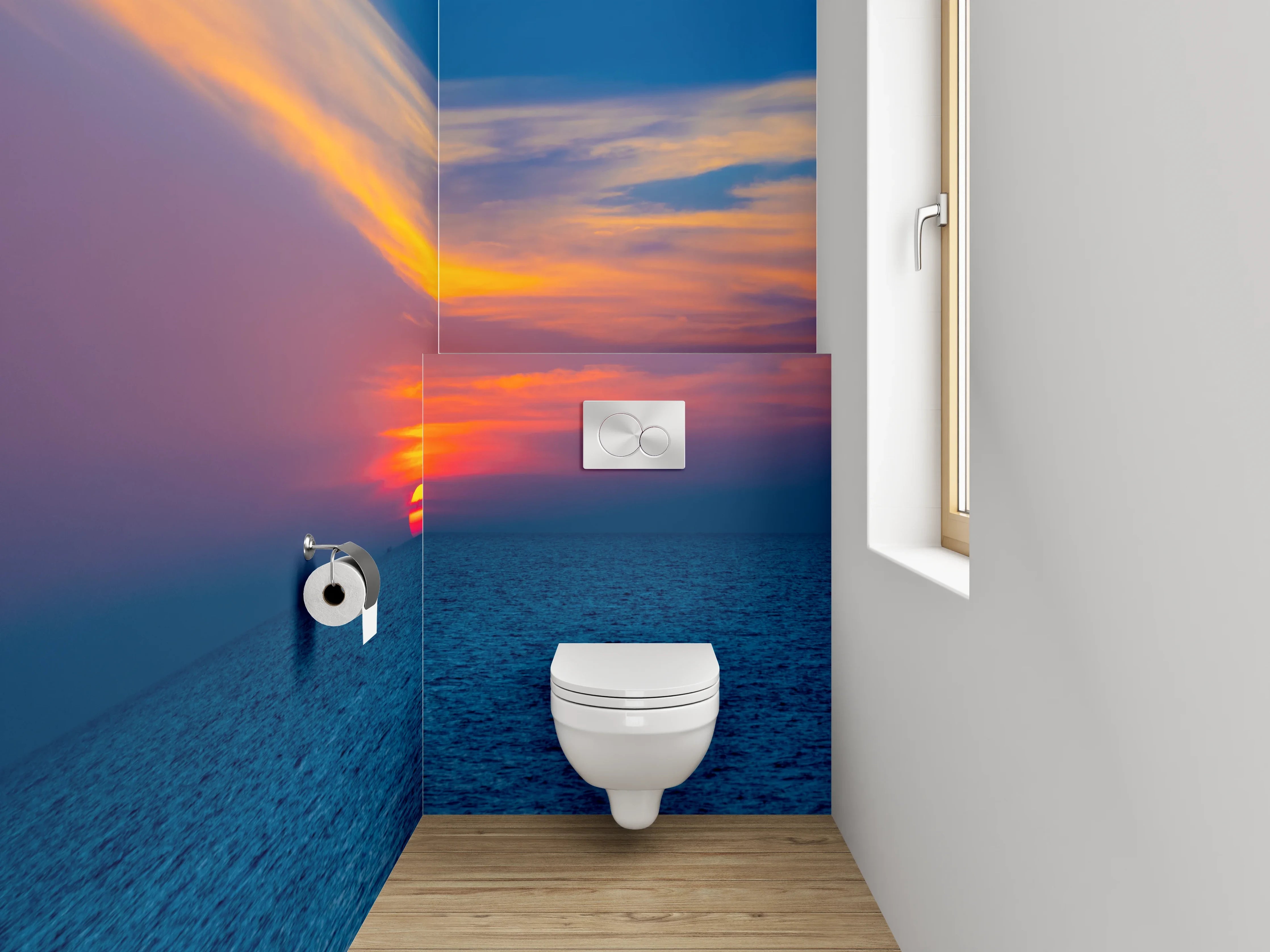 WC-Rückwand - Farbenprächtiger Sonnenuntergang am Meer