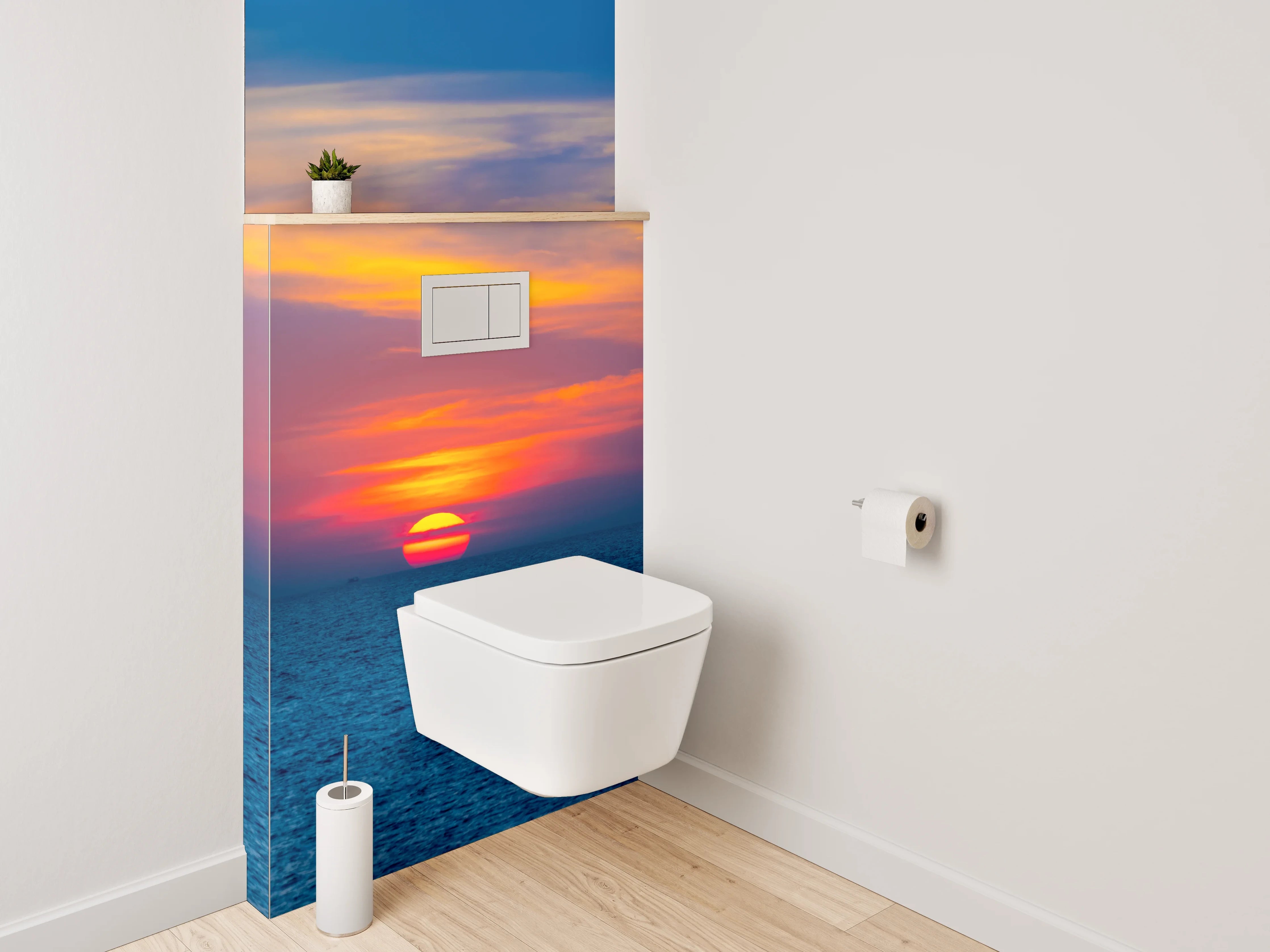 WC-Rückwand - Farbenprächtiger Sonnenuntergang am Meer