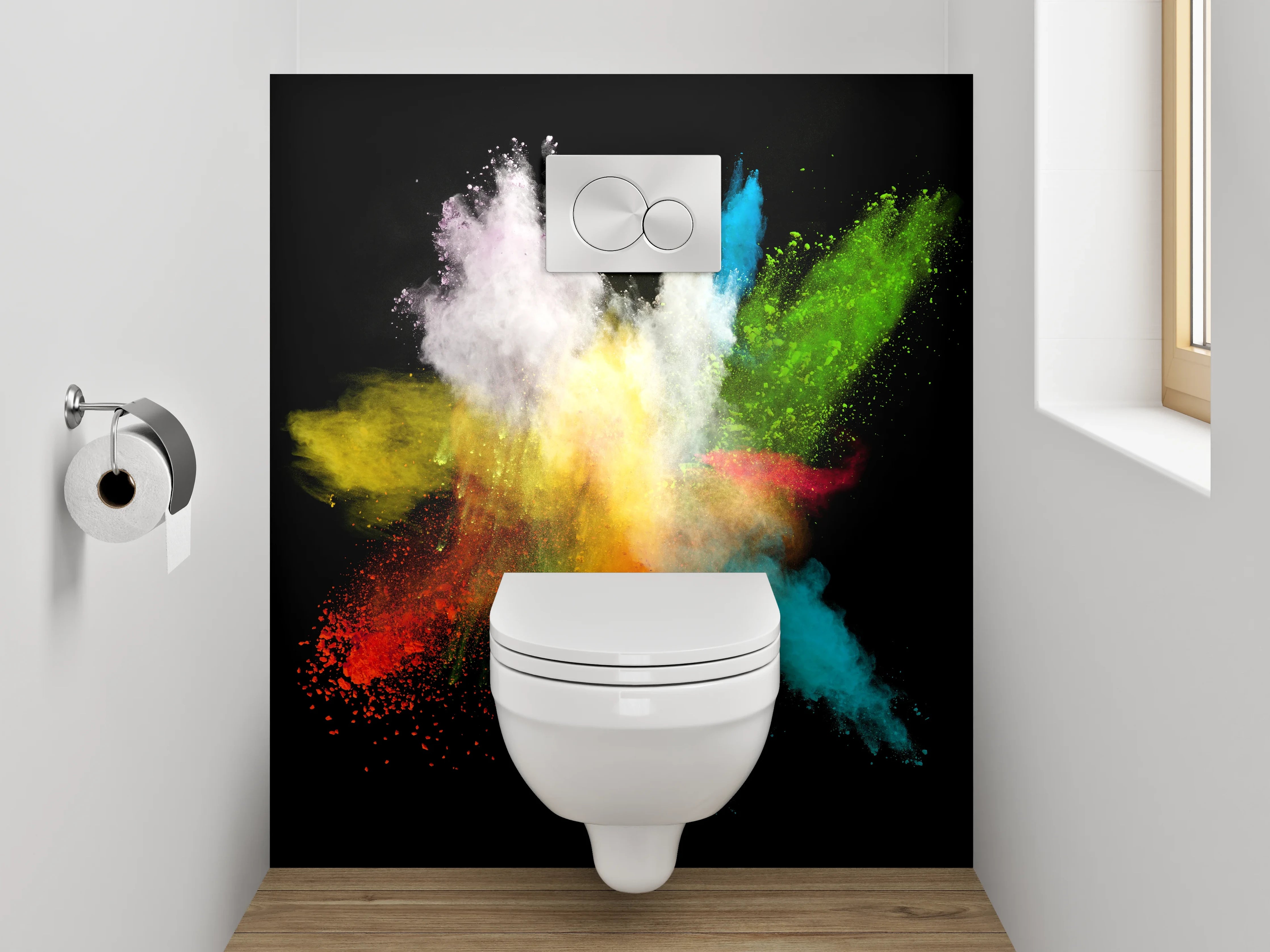 WC-Rückwand - Farbexplosion Abstrakt Wandbild