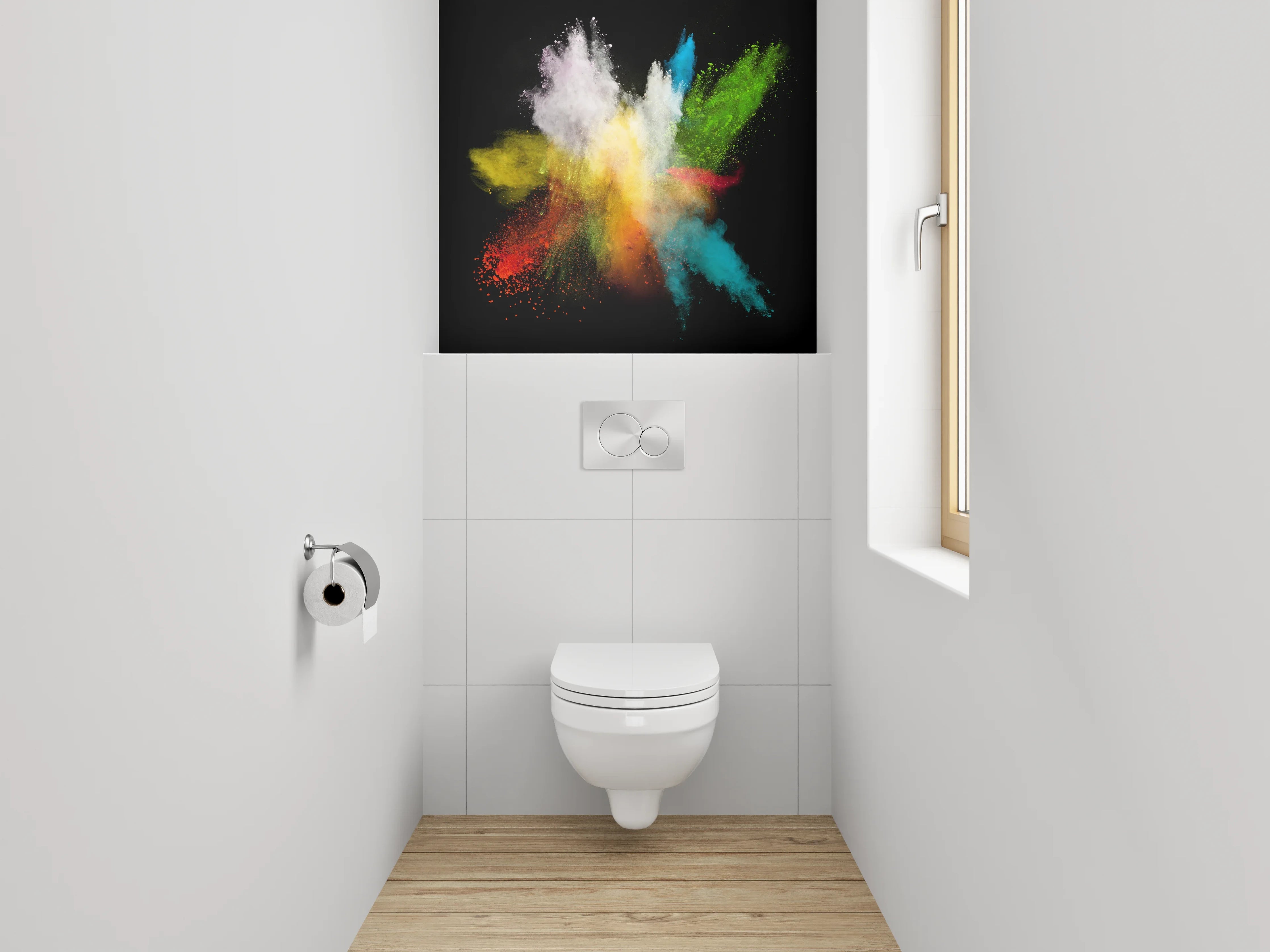 WC-Rückwand - Farbexplosion Abstrakt Wandbild