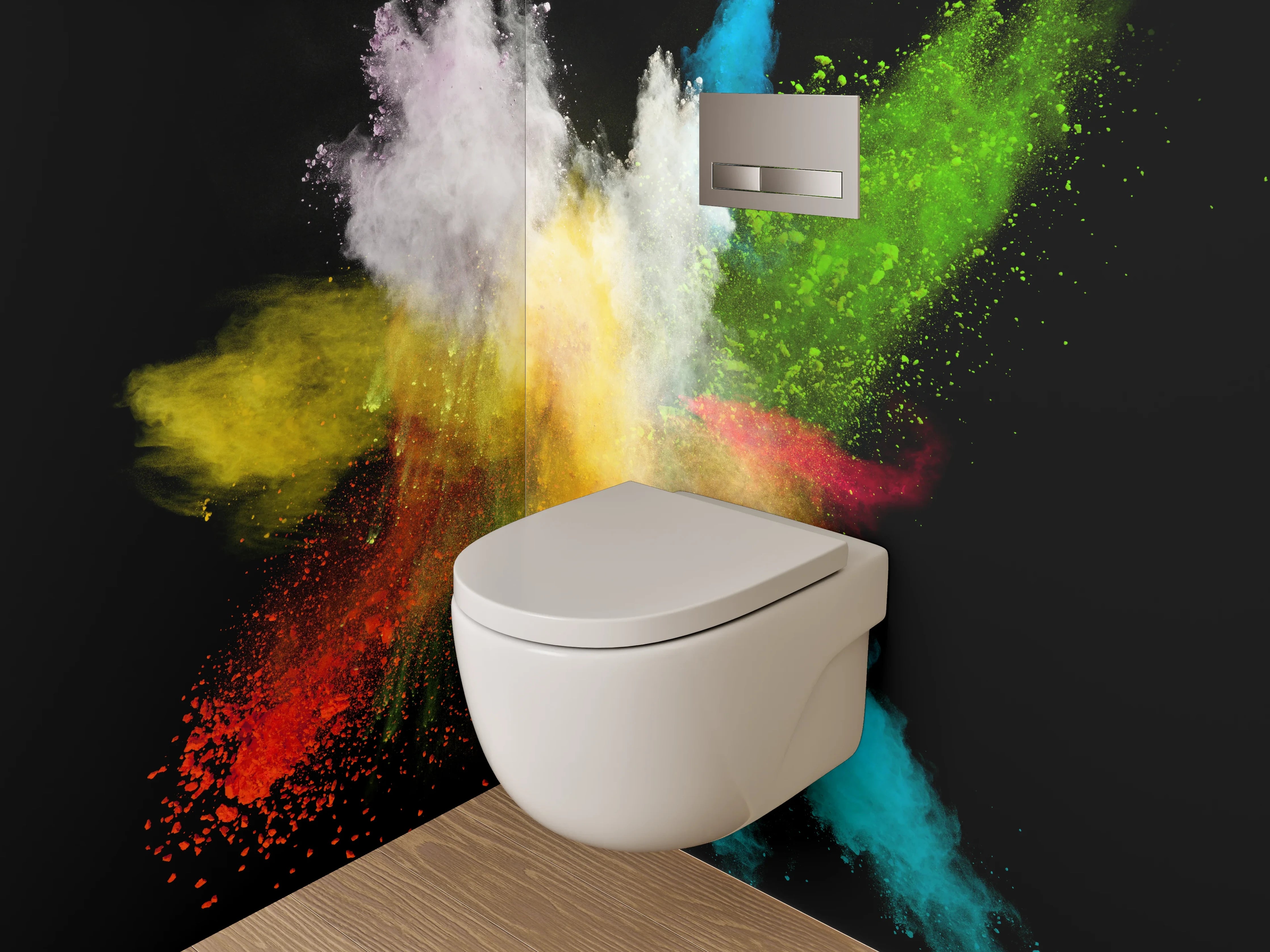 WC-Rückwand - Farbexplosion Abstrakt Wandbild
