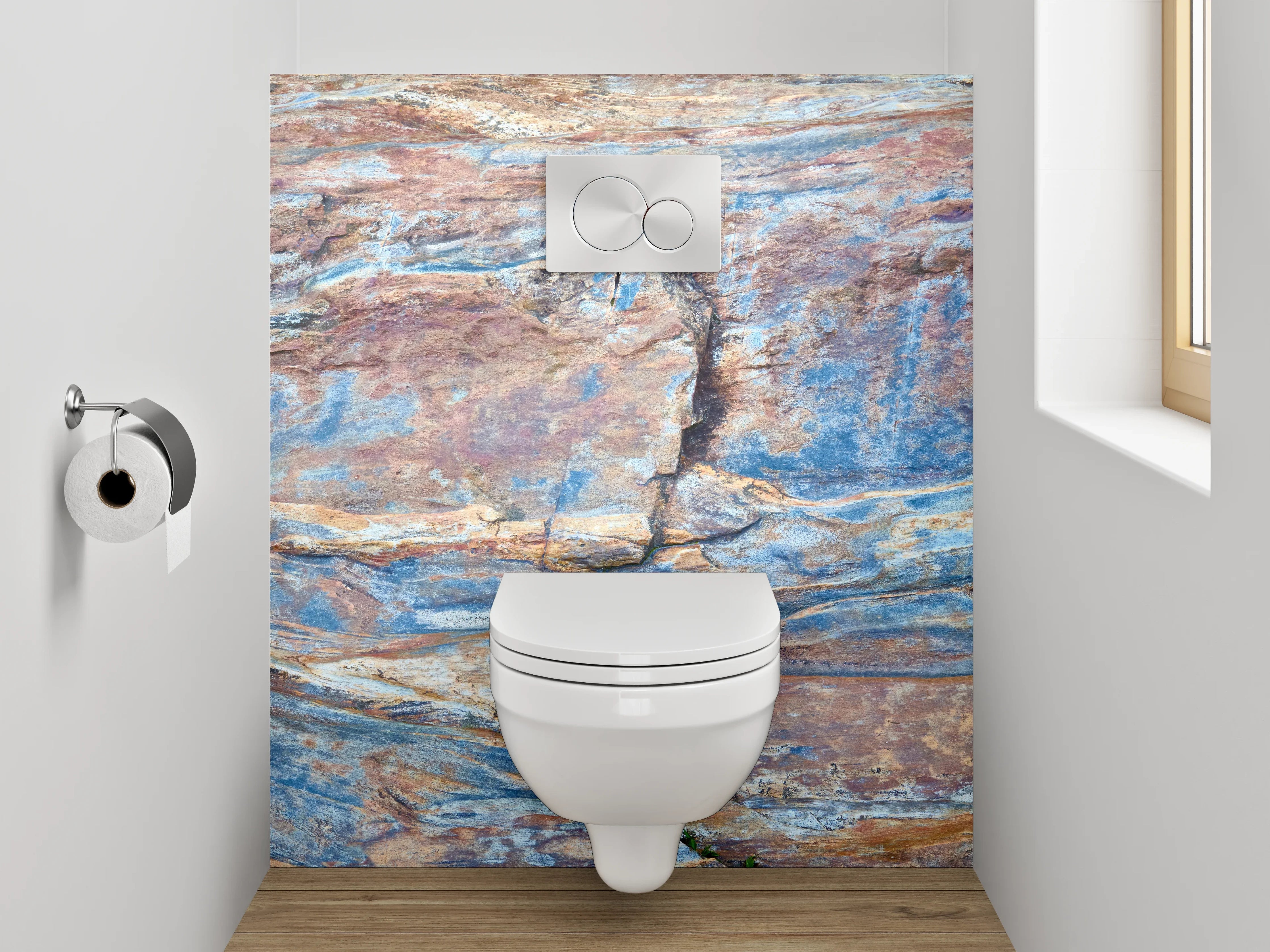 WC-Rückwand - Farbig geschichtete Felsstruktur Wandmotiv