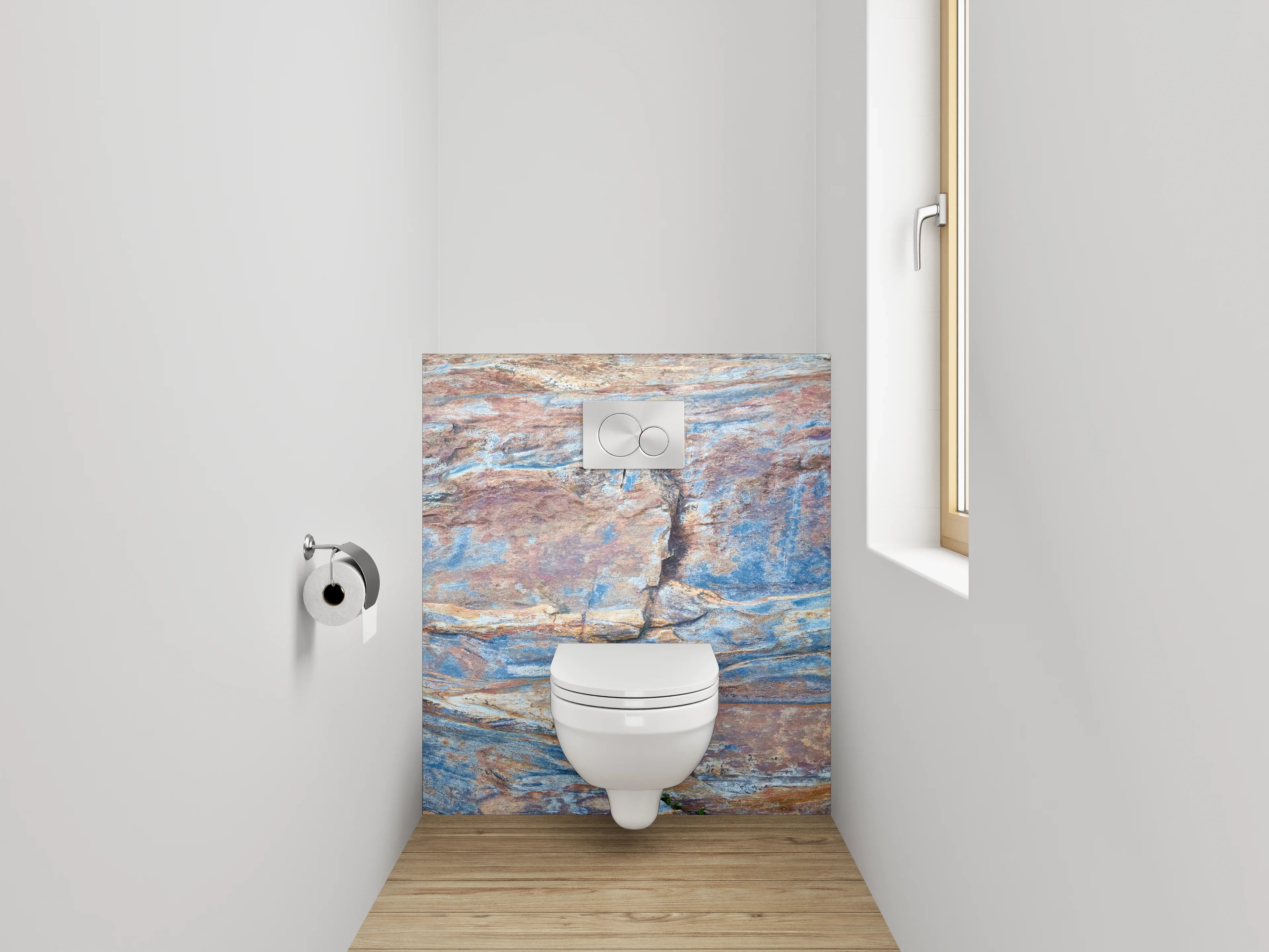 WC-Rückwand - Farbig geschichtete Felsstruktur Wandmotiv