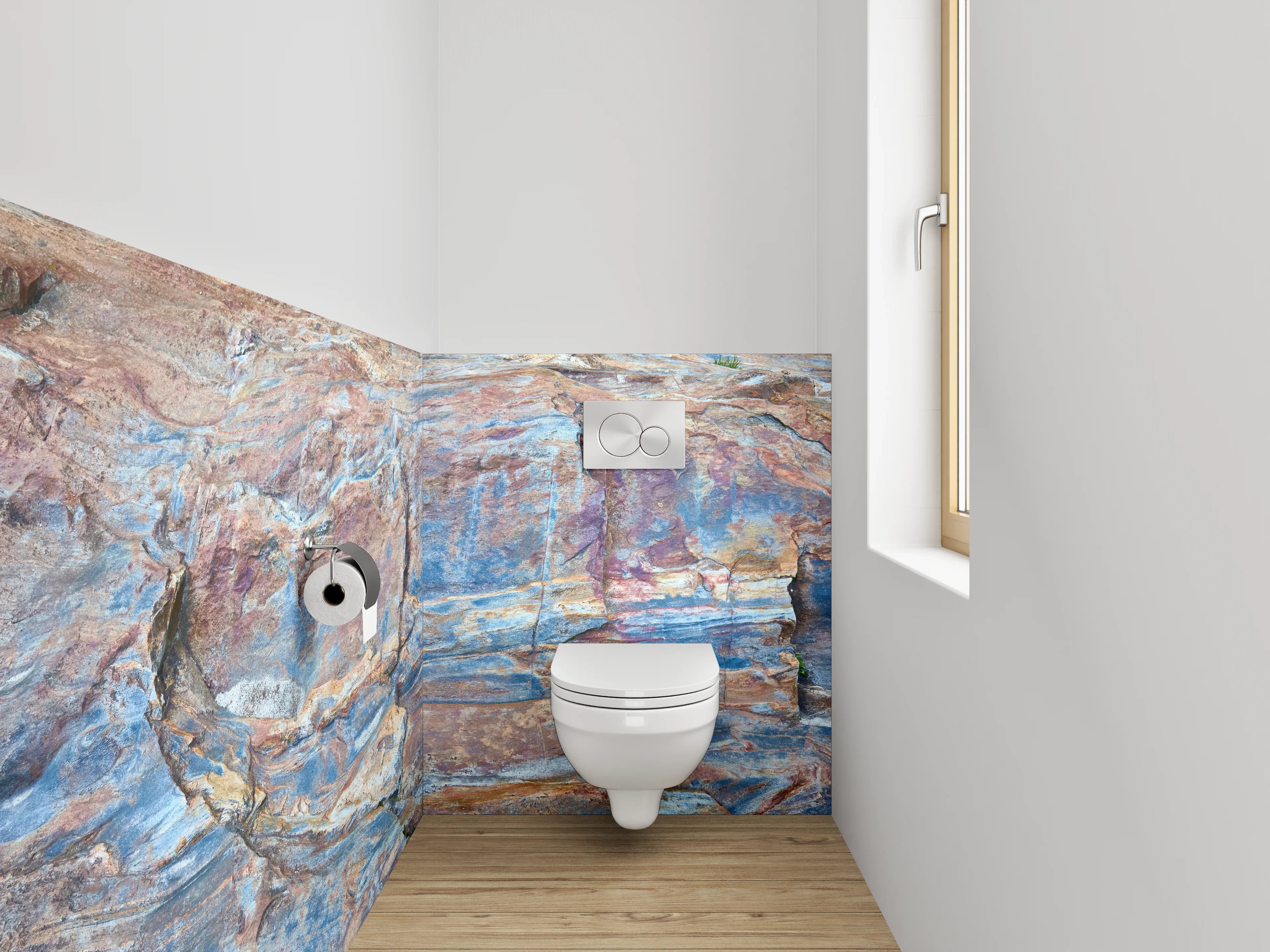 WC-Rückwand - Farbig geschichtete Felsstruktur Wandmotiv