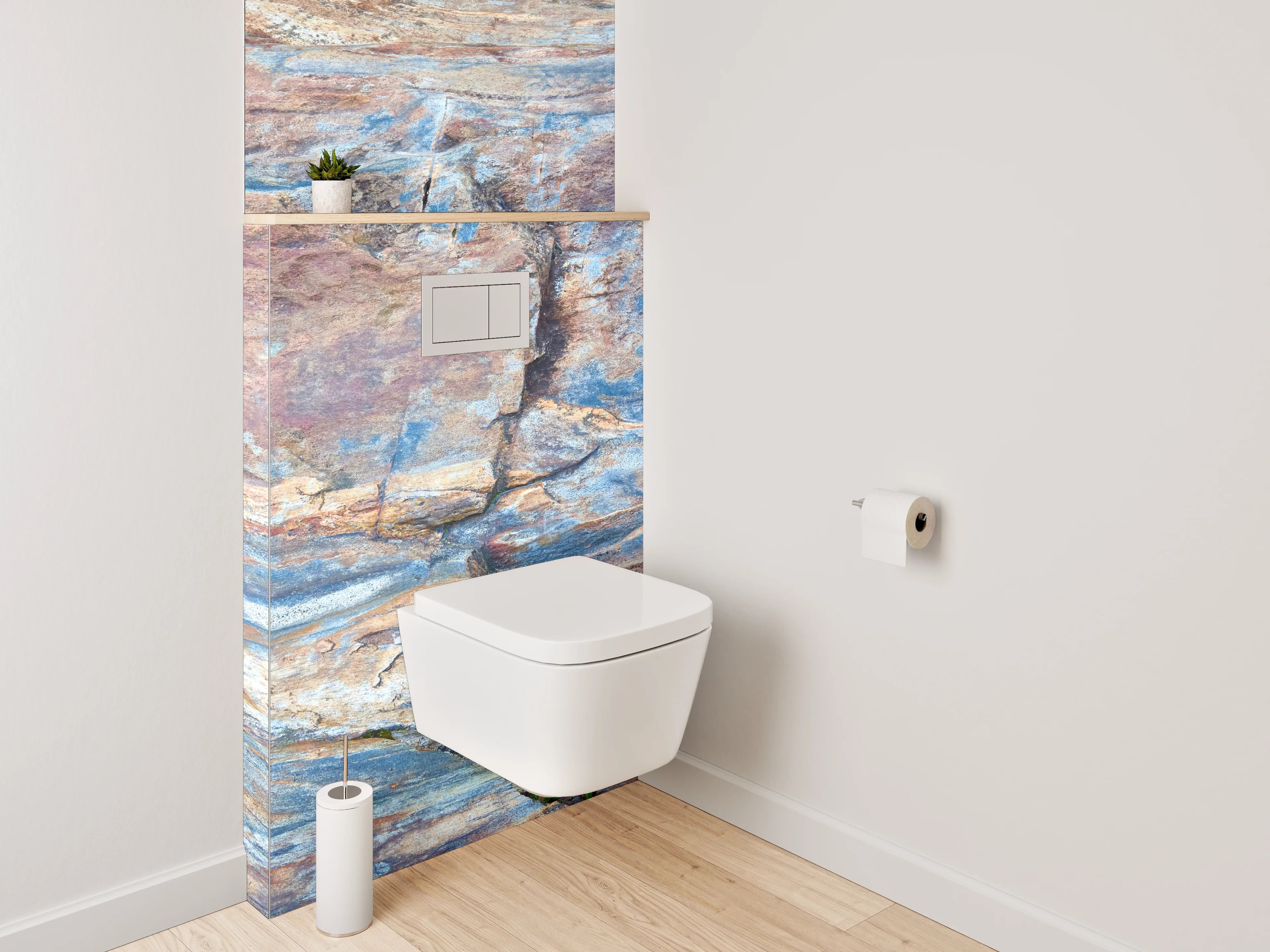 WC-Rückwand - Farbig geschichtete Felsstruktur Wandmotiv