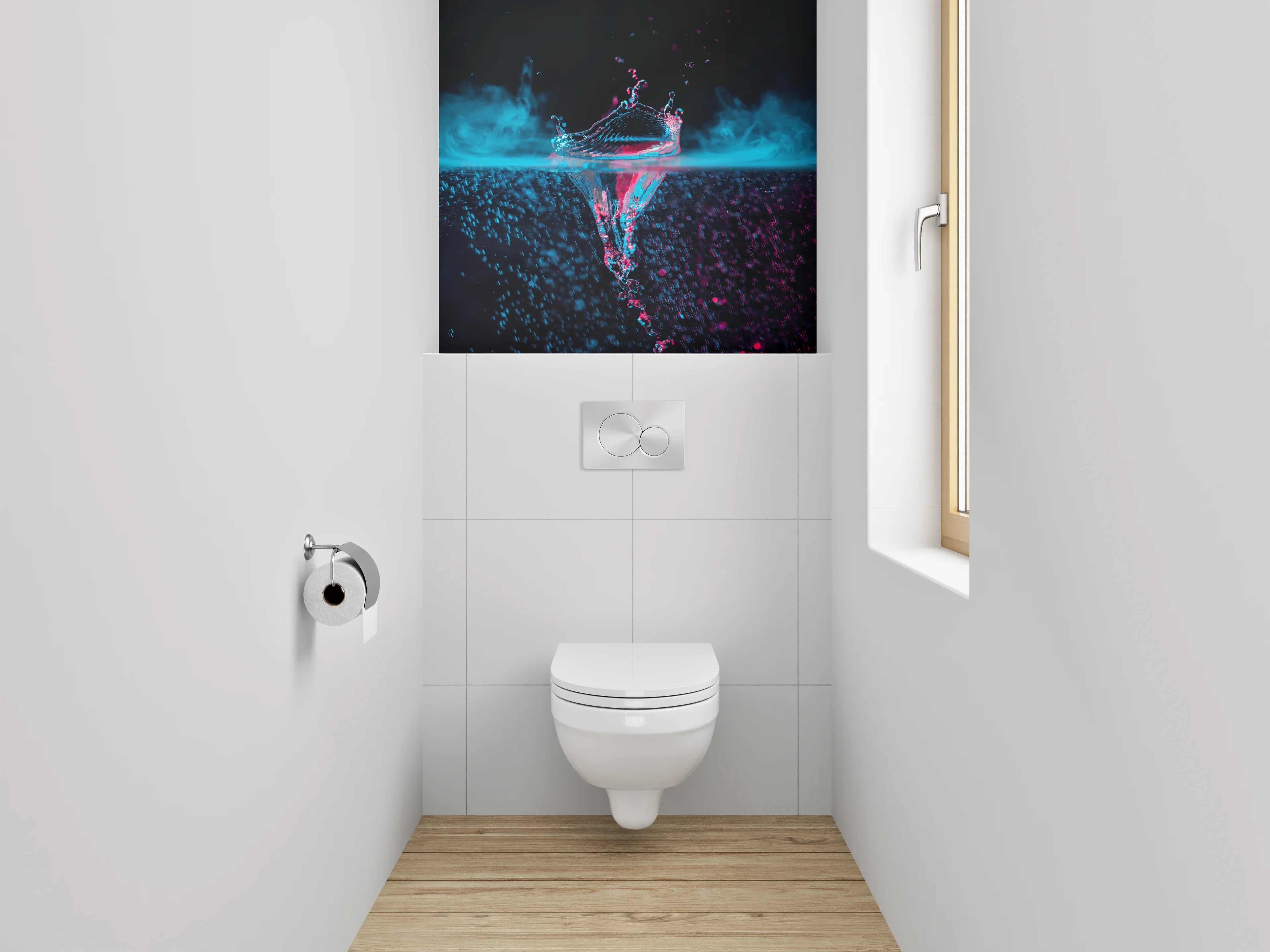 WC-Rückwand - Farbspritzer Wasserfoto Neonstil