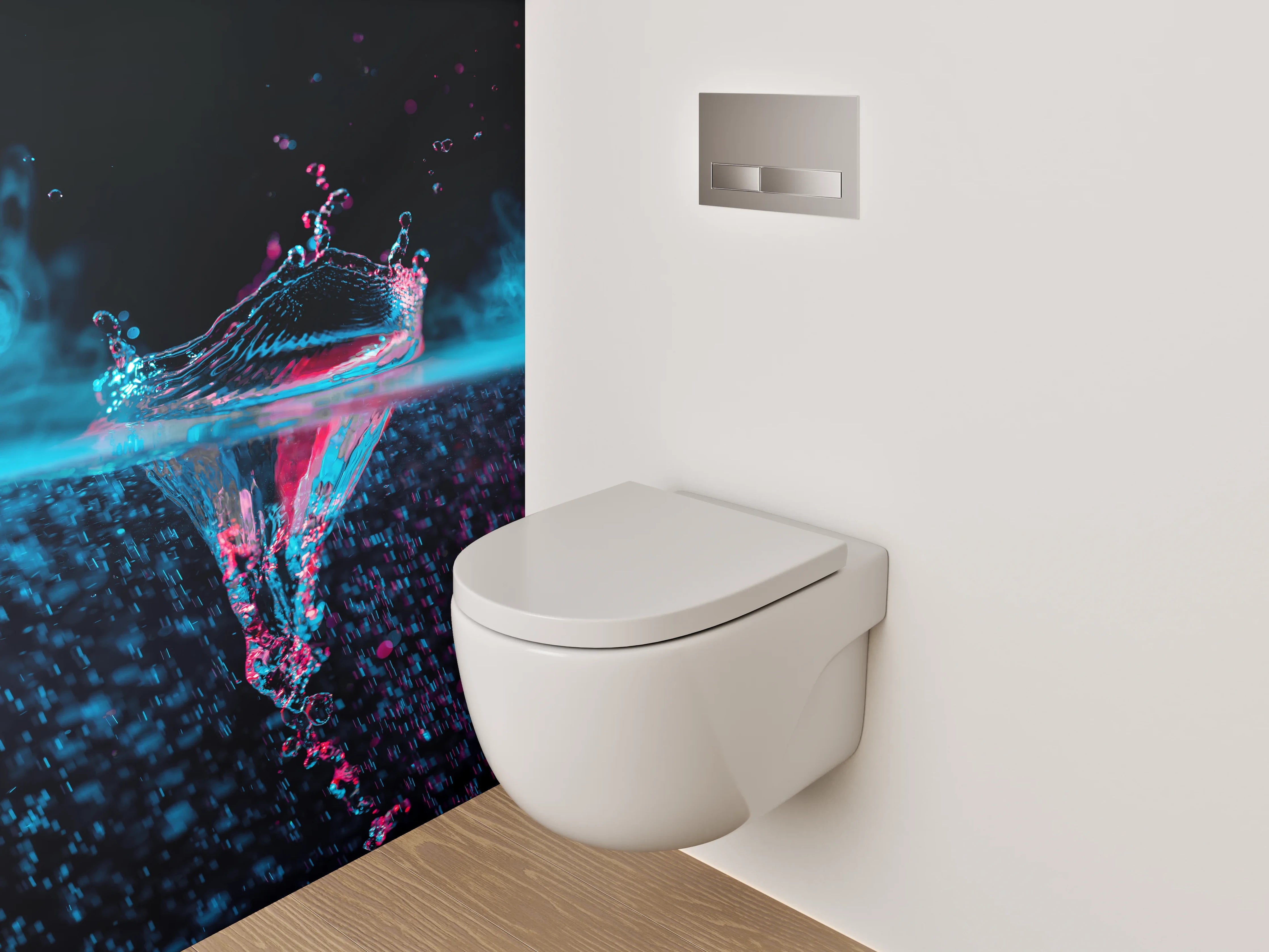 WC-Rückwand - Farbspritzer Wasserfoto Neonstil