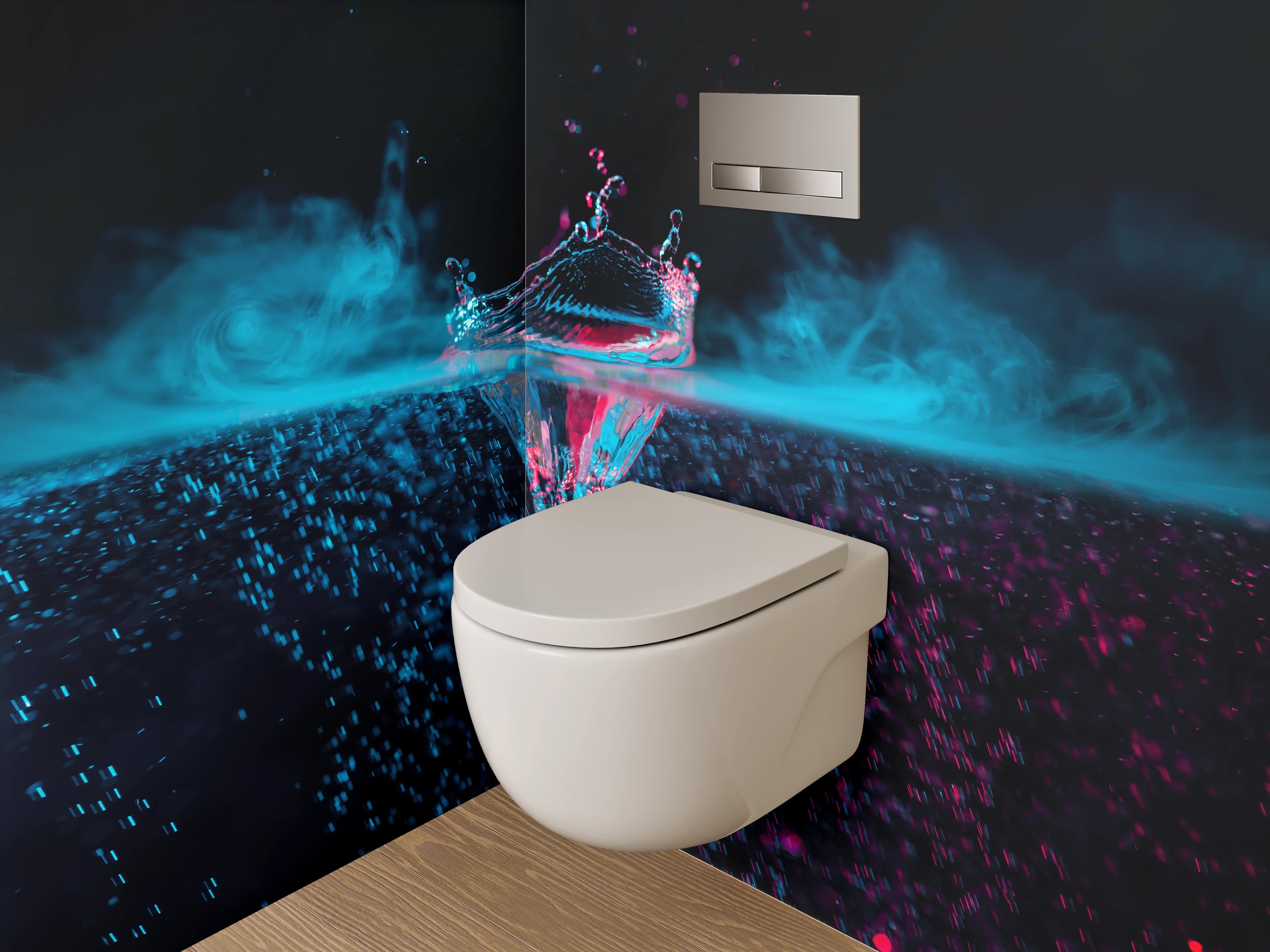 WC-Rückwand - Farbspritzer Wasserfoto Neonstil