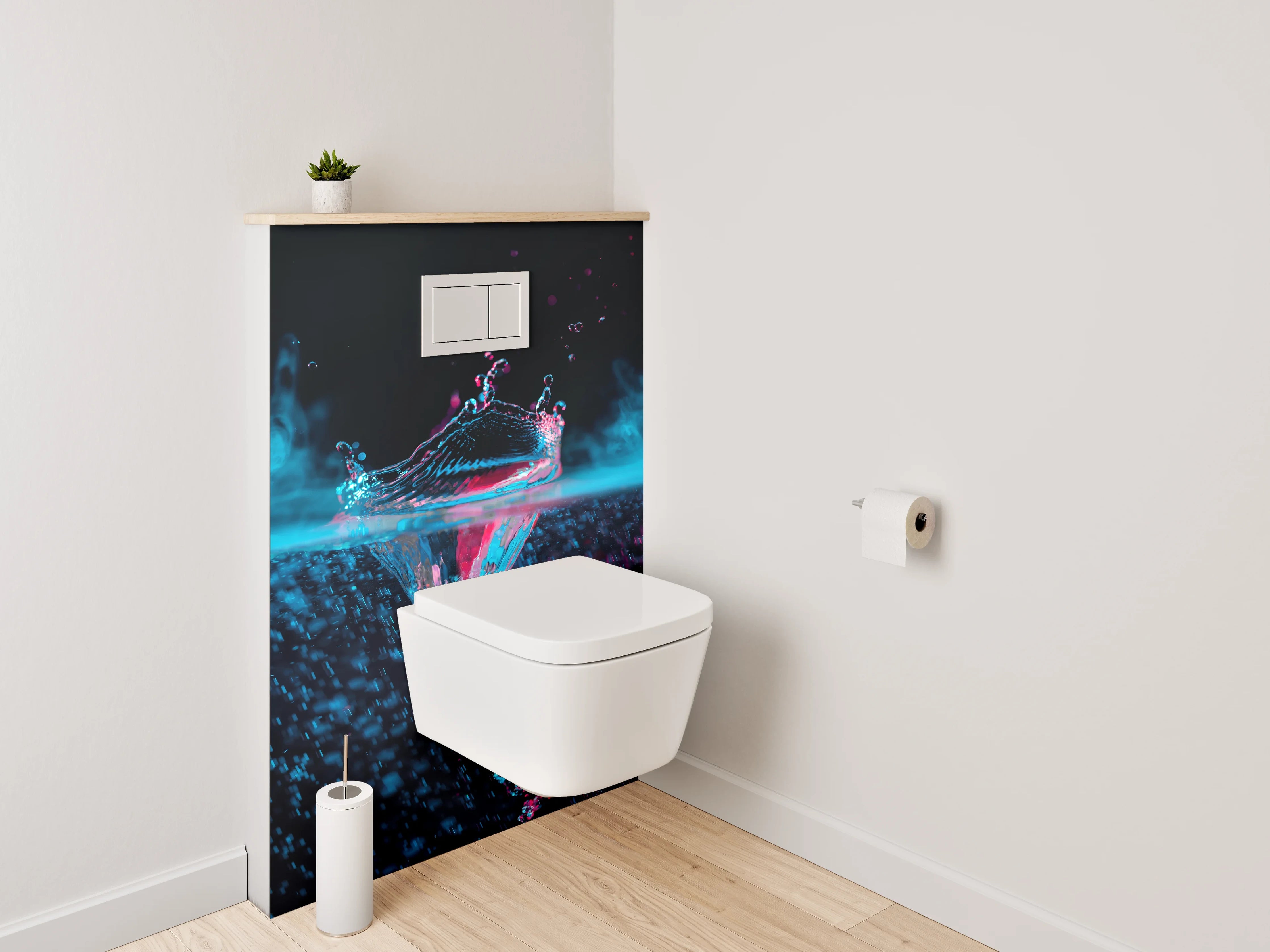 WC-Rückwand - Farbspritzer Wasserfoto Neonstil