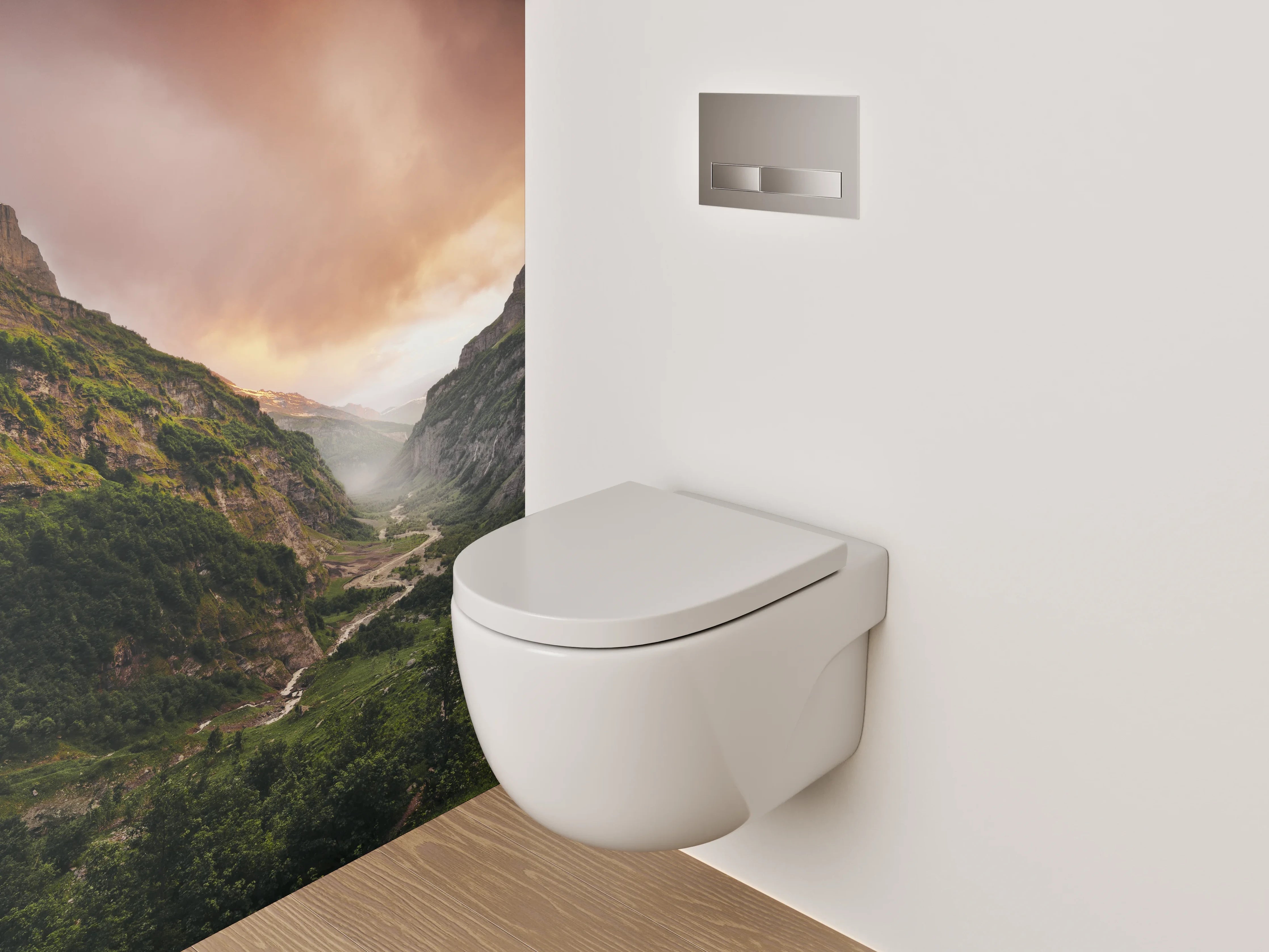 WC-Rückwand - Faszinierende Berglandschaft mit dramatischem Himmel