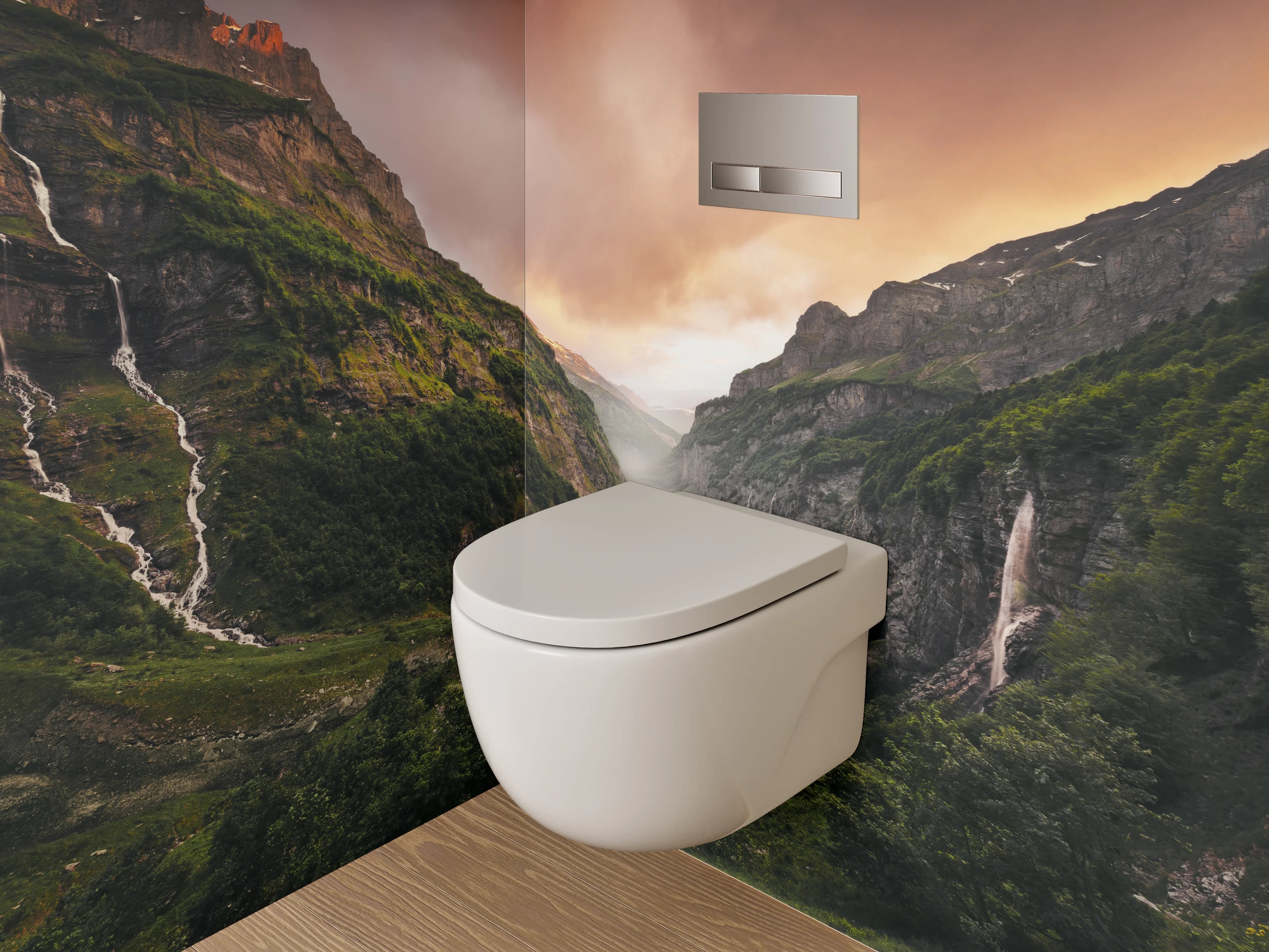 WC-Rückwand - Faszinierende Berglandschaft mit dramatischem Himmel