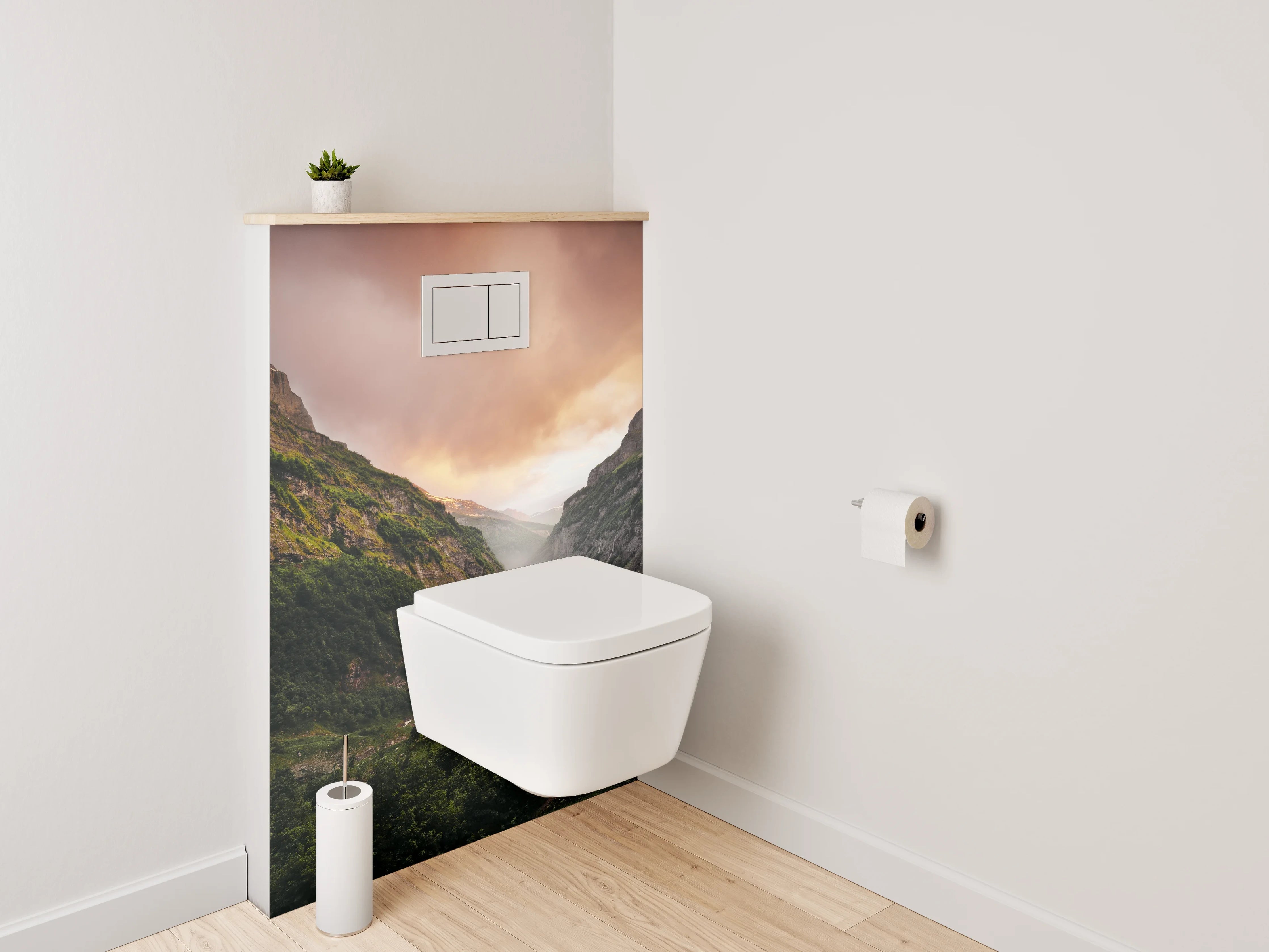 WC-Rückwand - Faszinierende Berglandschaft mit dramatischem Himmel