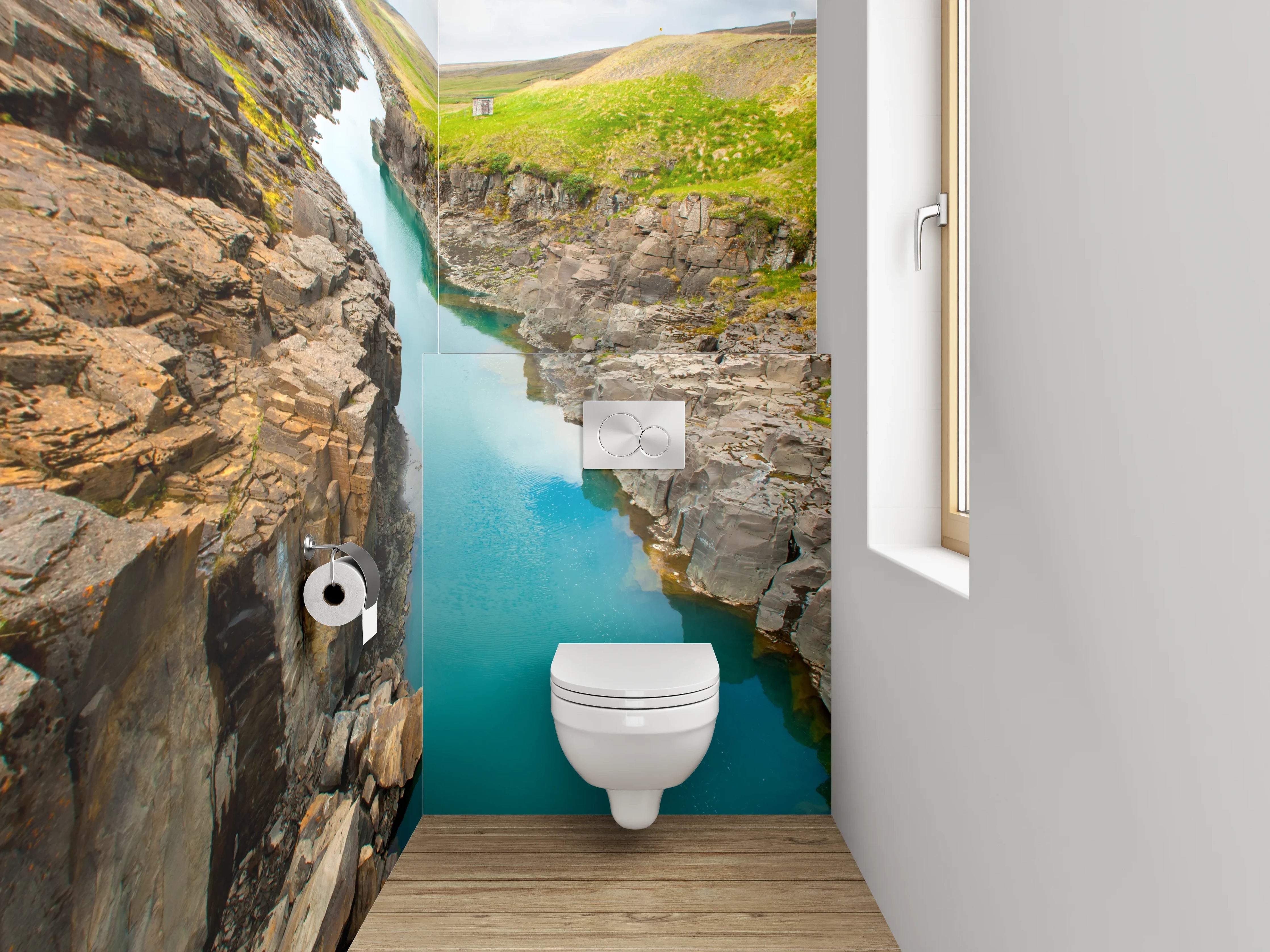 WC-Rückwand - Faszinierende Schlucht mit türkisblauem Fluss