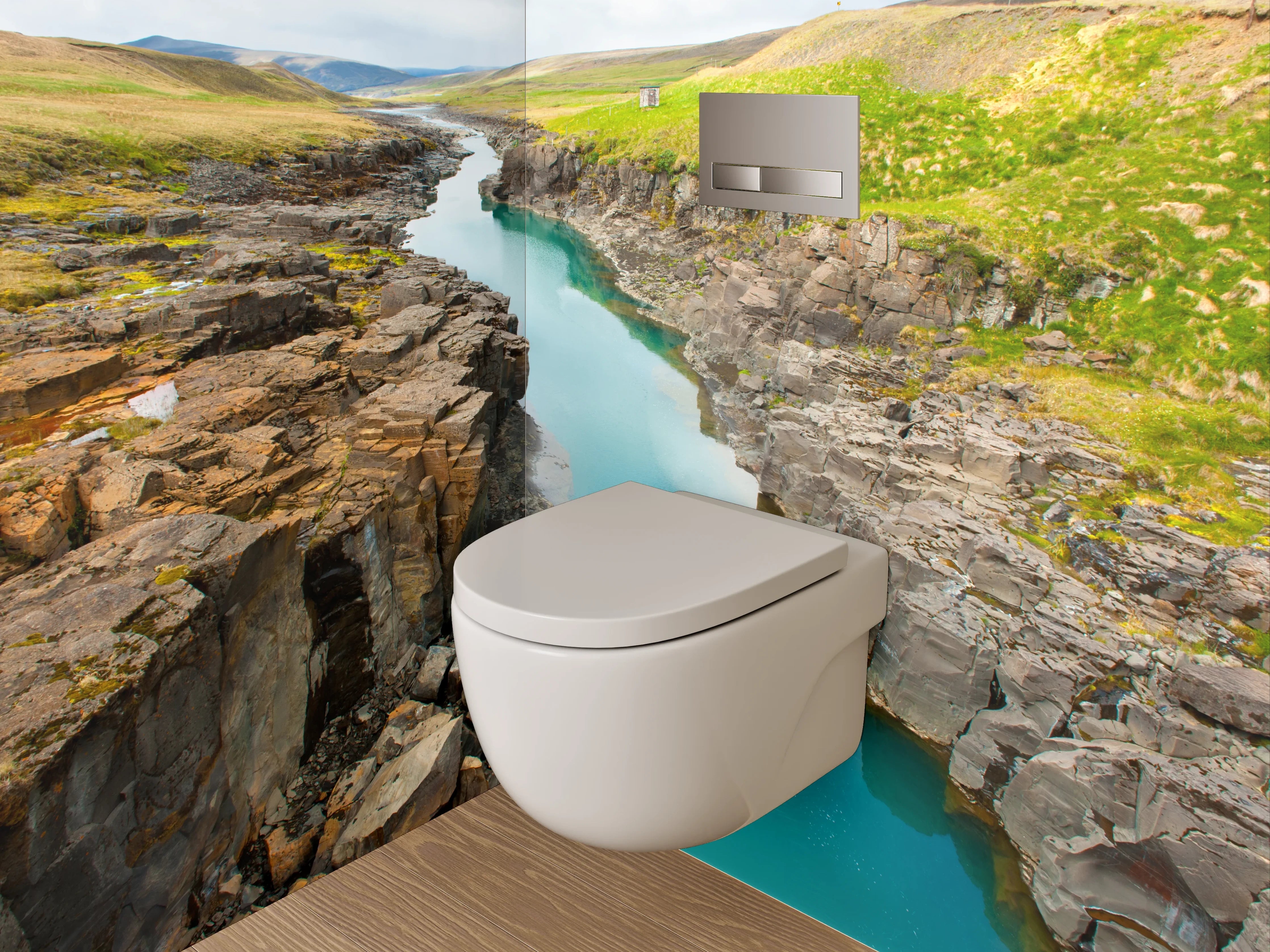 WC-Rückwand - Faszinierende Schlucht mit türkisblauem Fluss