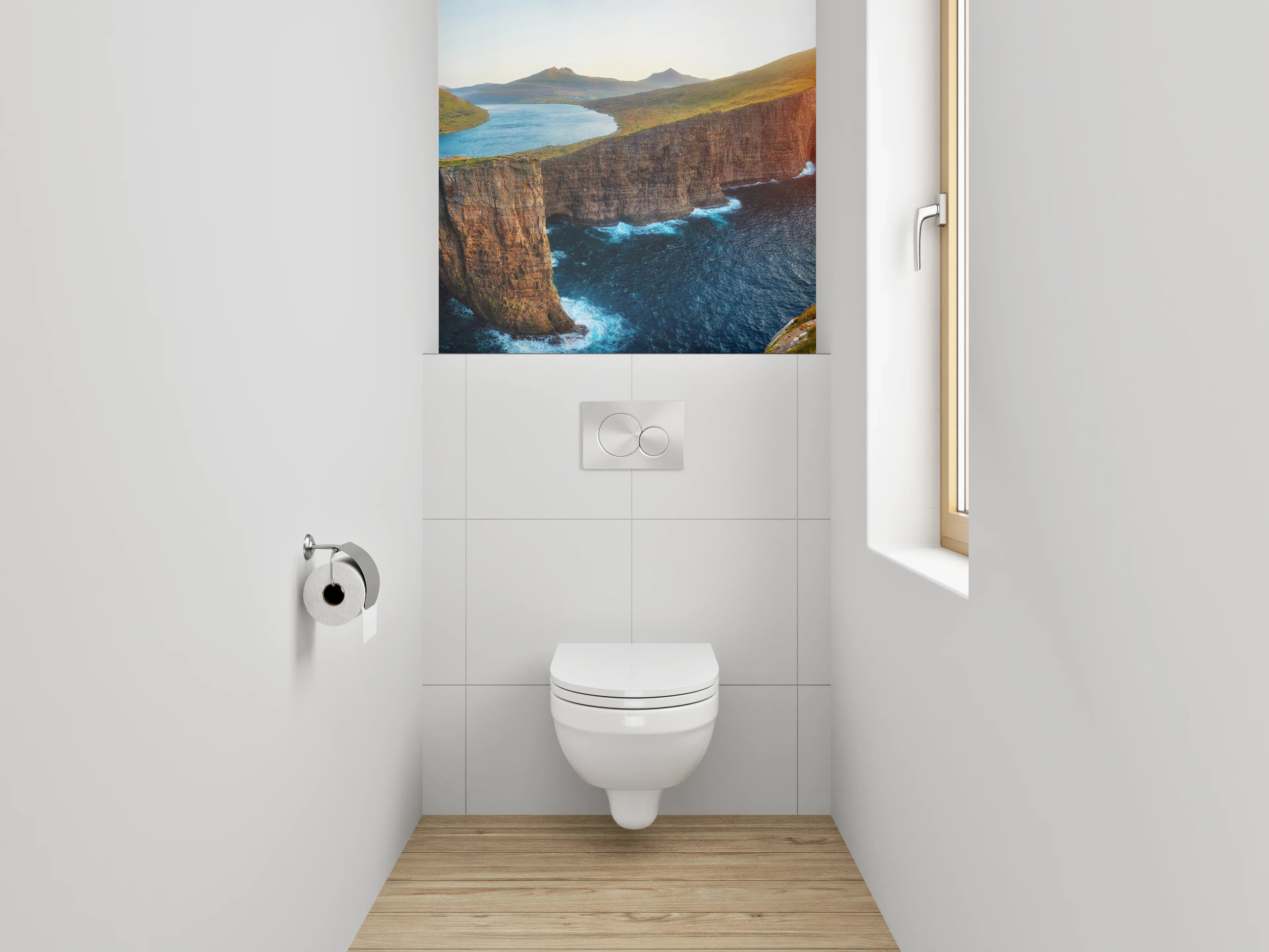 WC-Rückwand - Faszinierende Steilküste am See