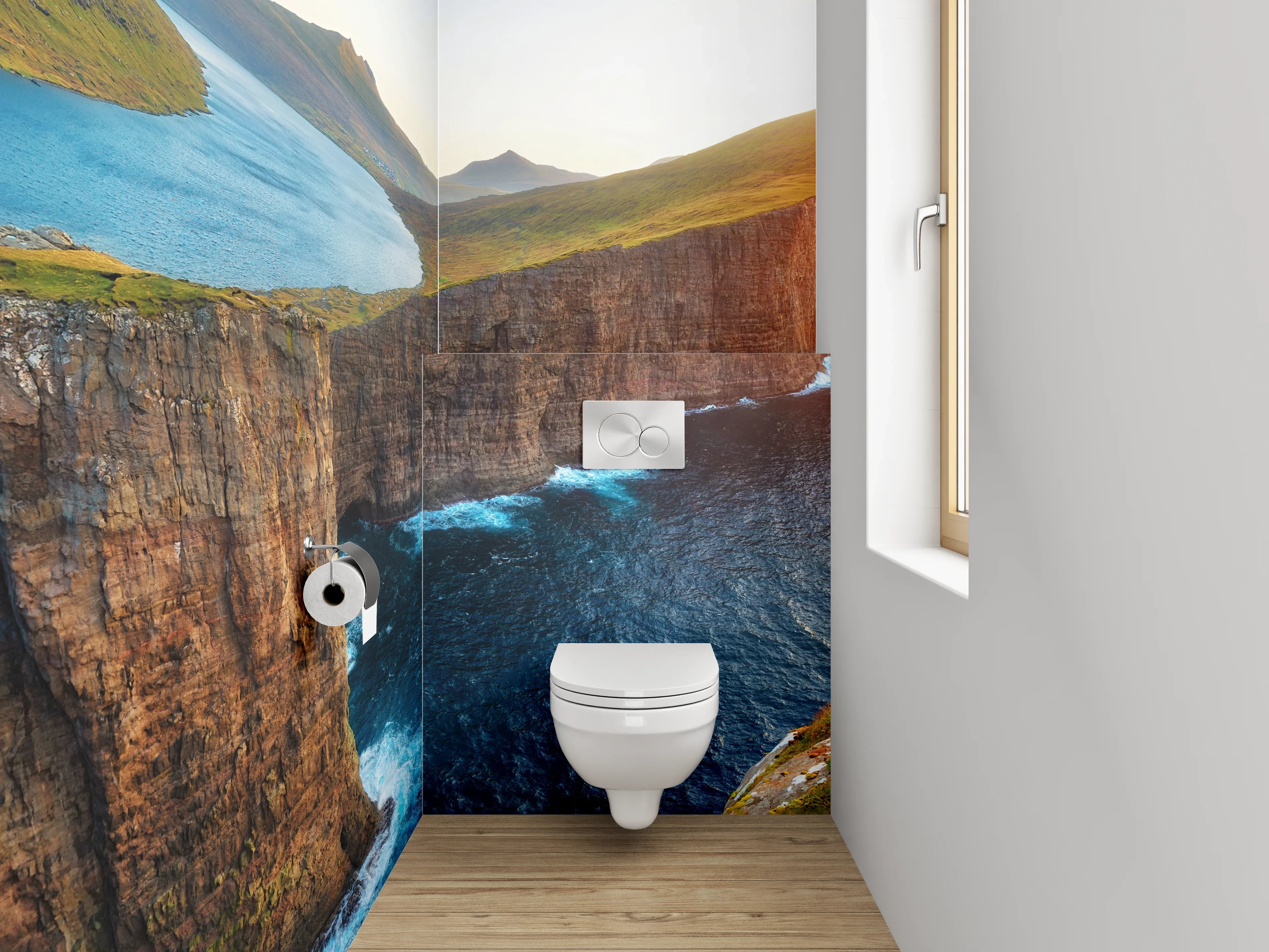 WC-Rückwand - Faszinierende Steilküste am See