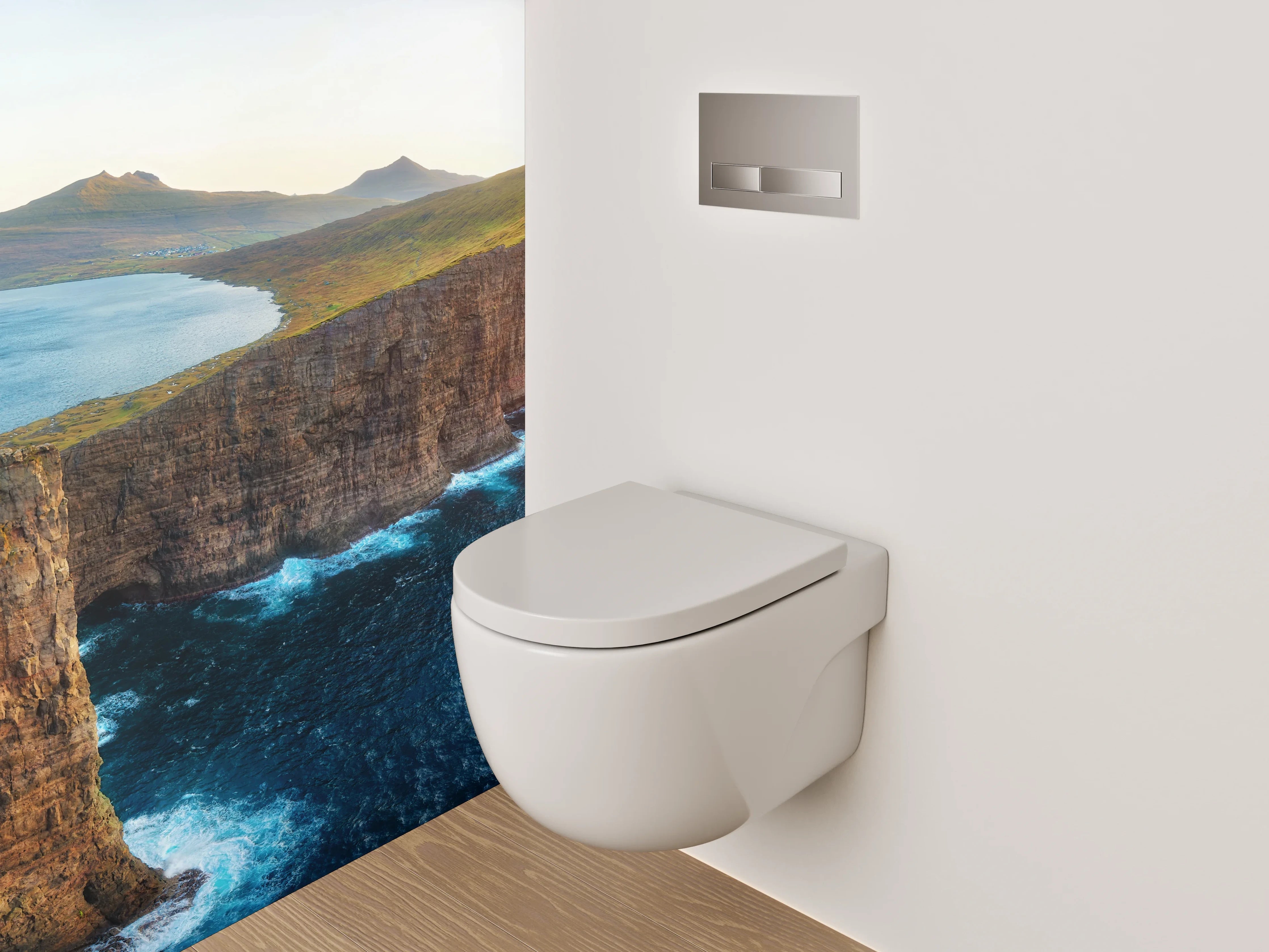 WC-Rückwand - Faszinierende Steilküste am See