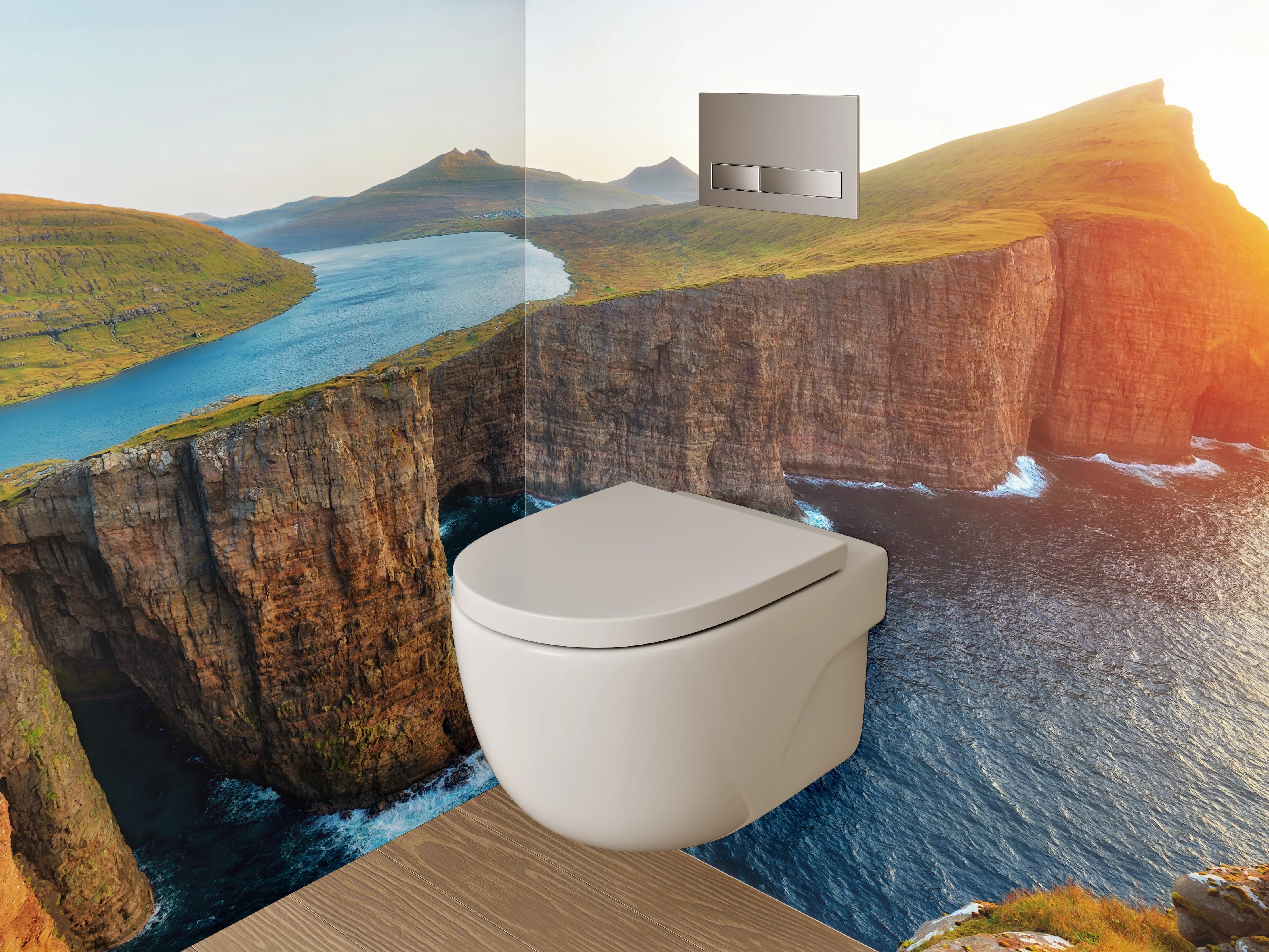 WC-Rückwand - Faszinierende Steilküste am See