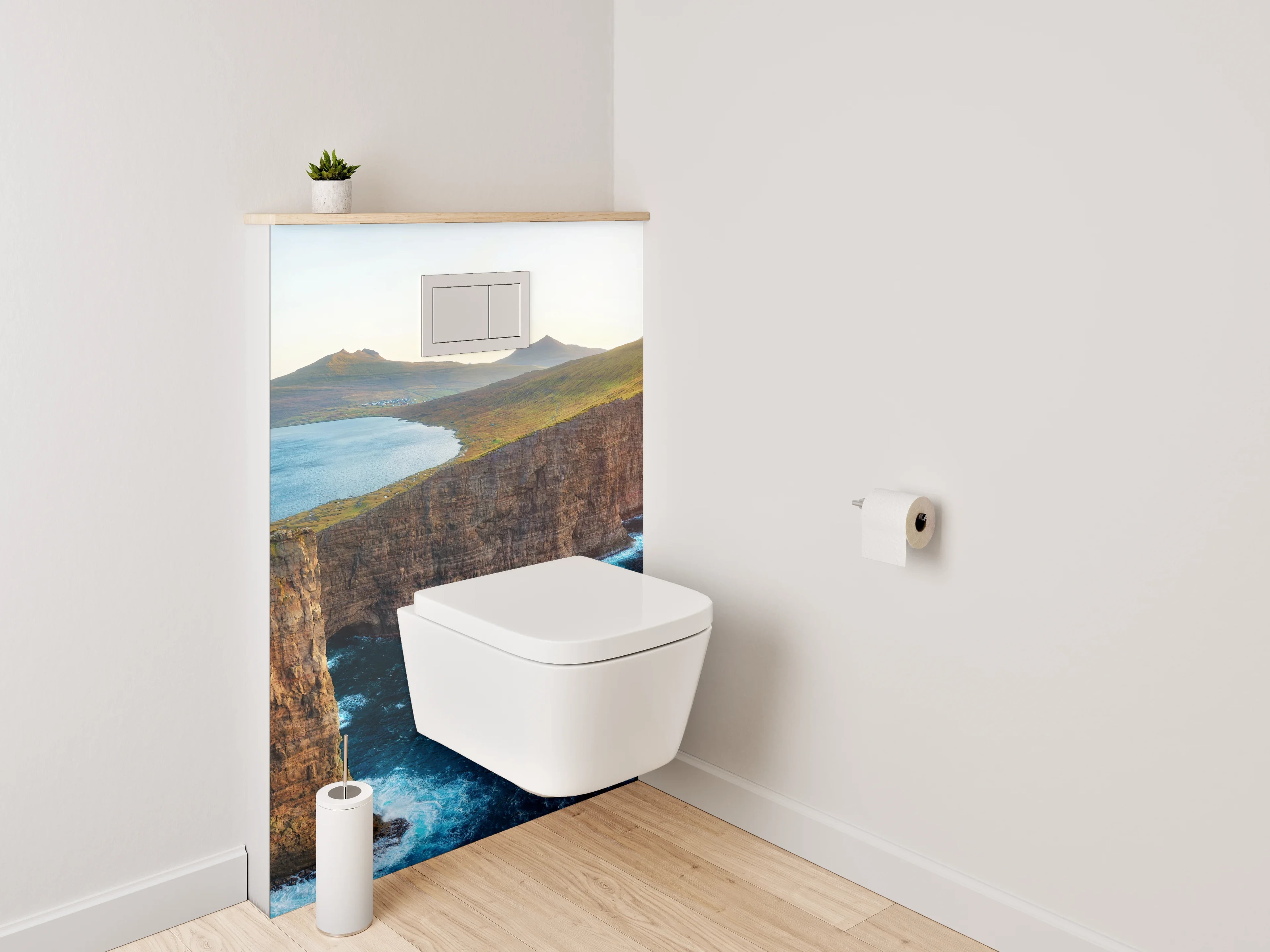 WC-Rückwand - Faszinierende Steilküste am See
