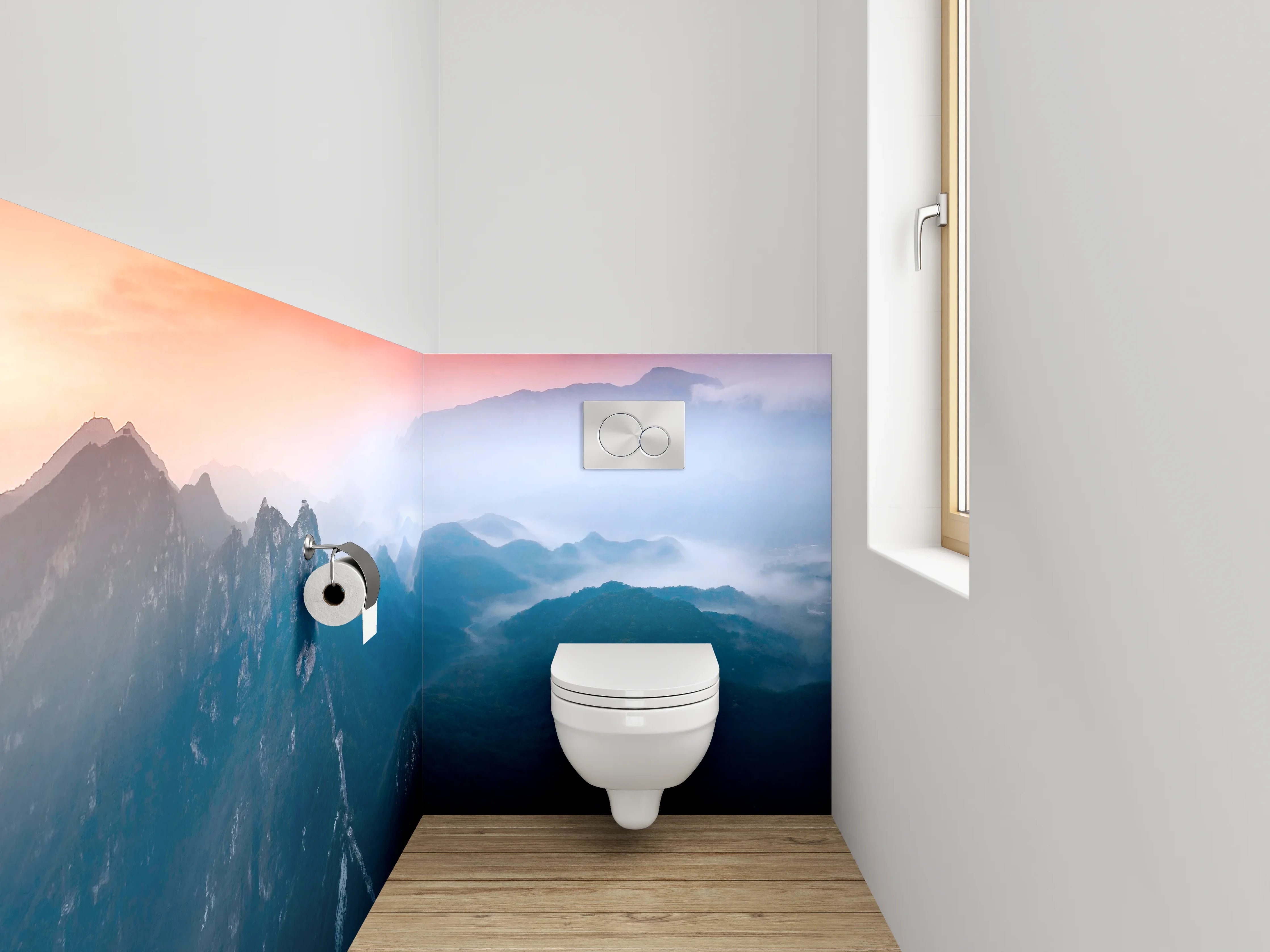 WC-Rückwand - Faszinierendes Panorama der Berglandschaft
