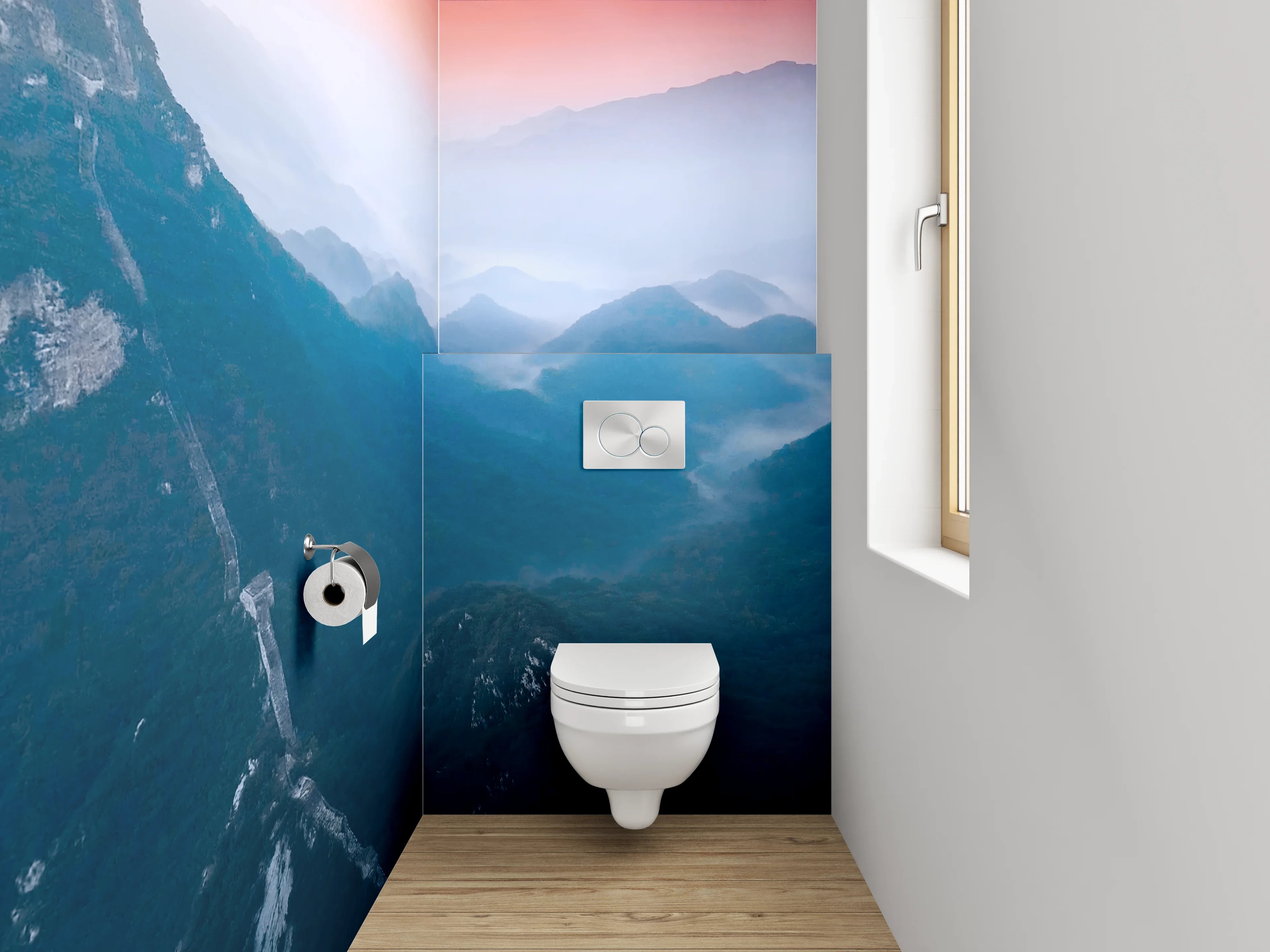 WC-Rückwand - Faszinierendes Panorama der Berglandschaft