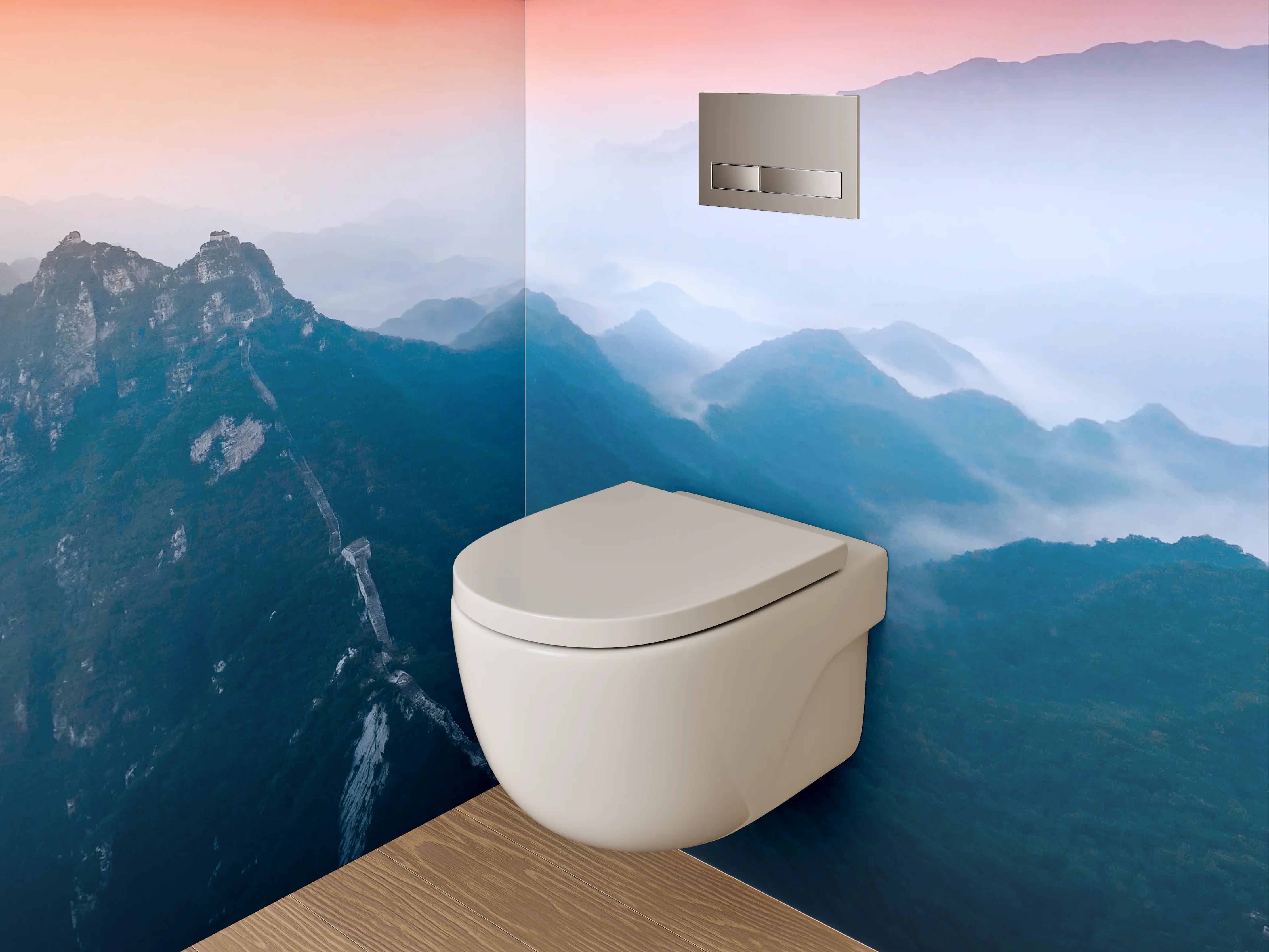 WC-Rückwand - Faszinierendes Panorama der Berglandschaft