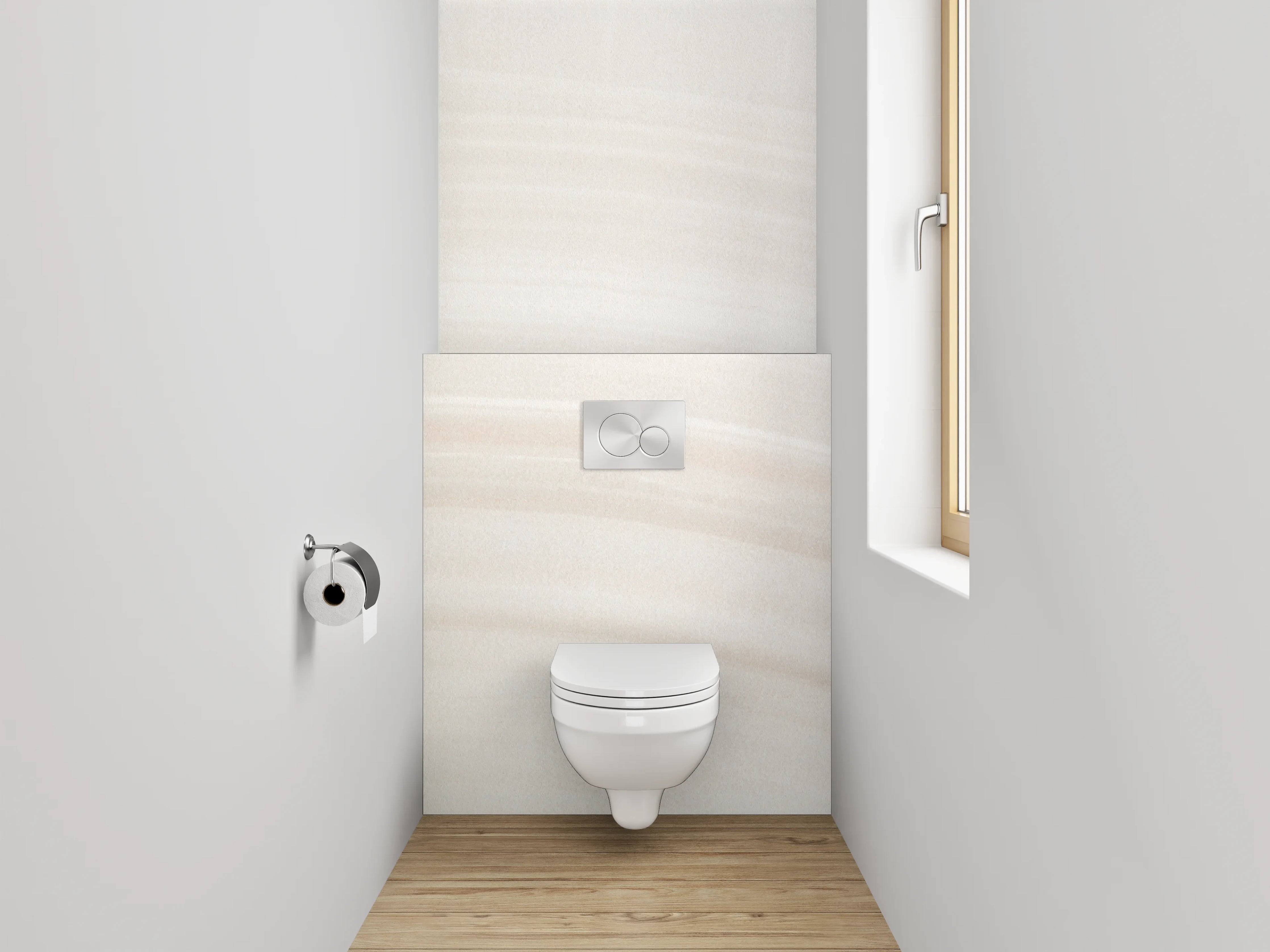 WC-Rückwand - Fein nuancierter Weiß-Grau-Marmor