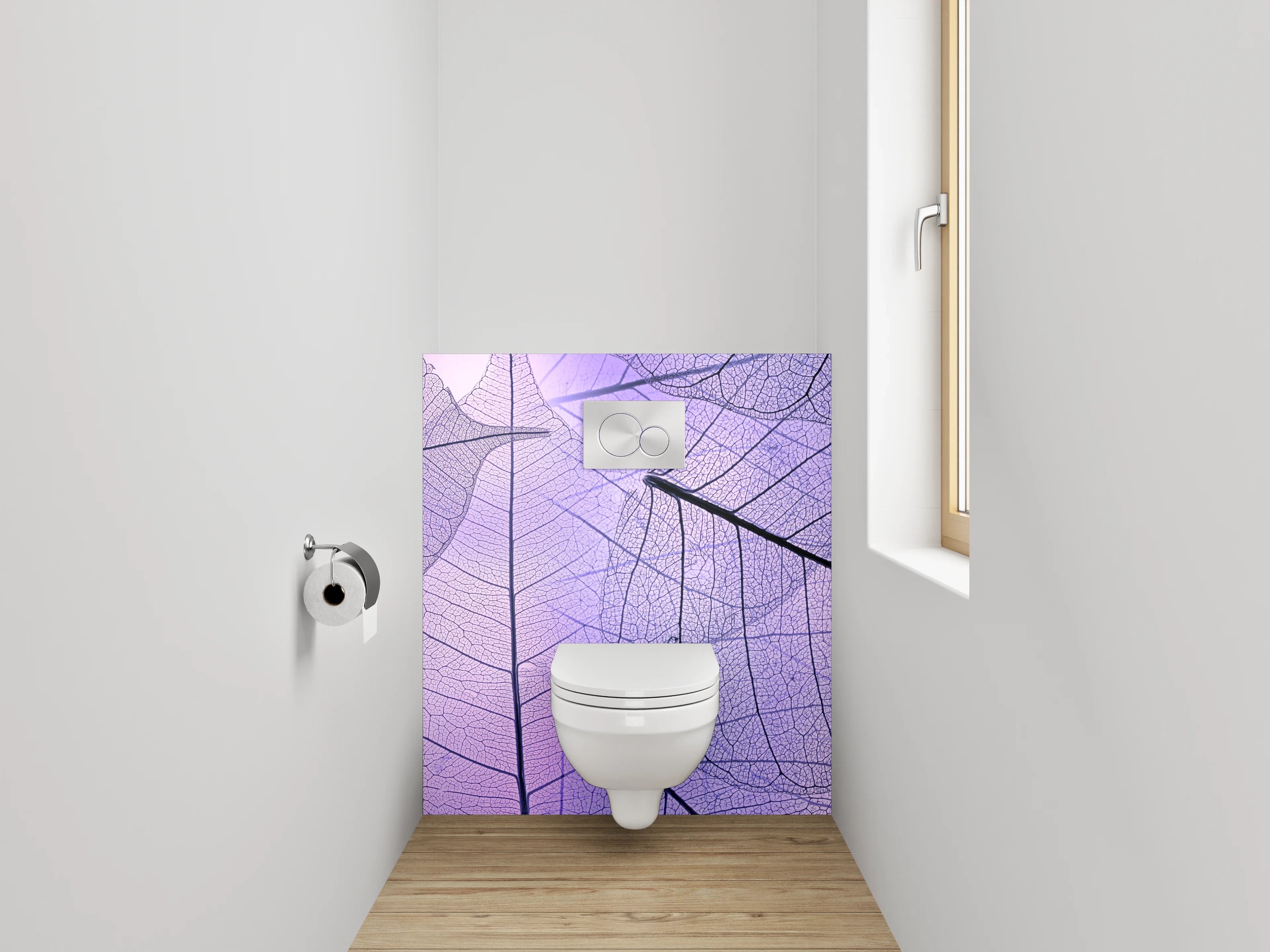 WC-Rückwand - Feine Blätter Strukturen Lila Rosa