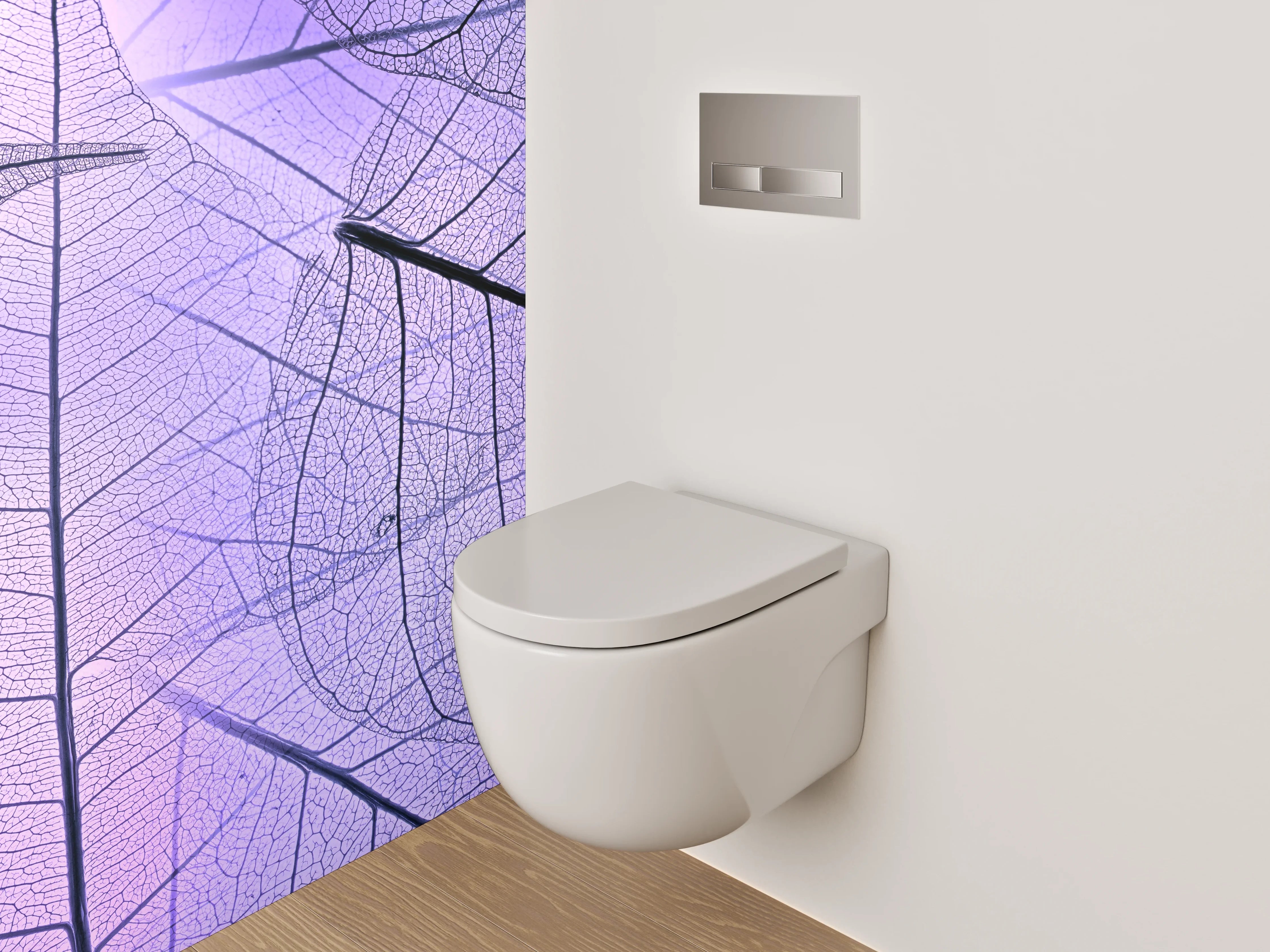 WC-Rückwand - Feine Blätter Strukturen Lila Rosa