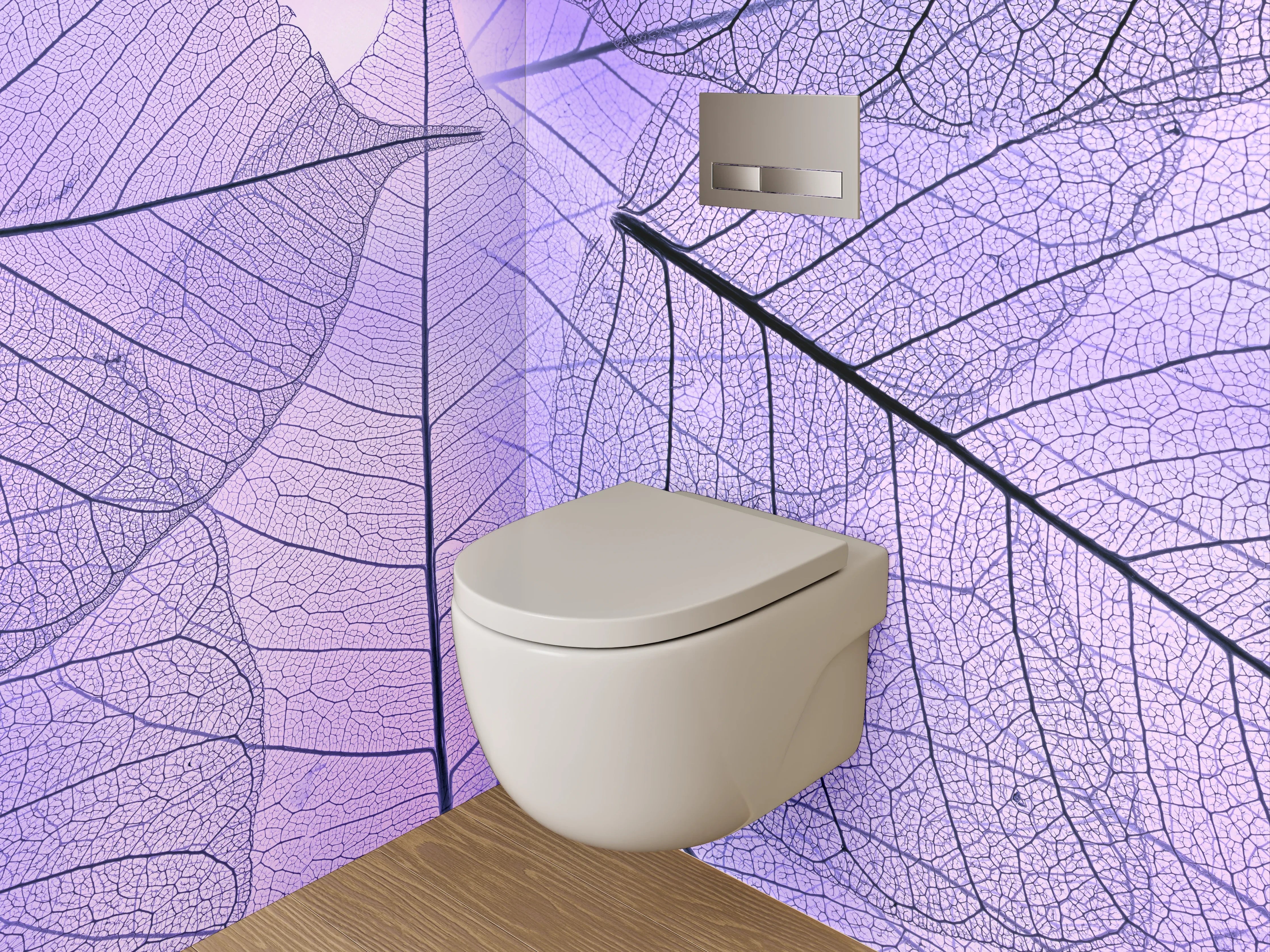 WC-Rückwand - Feine Blätter Strukturen Lila Rosa