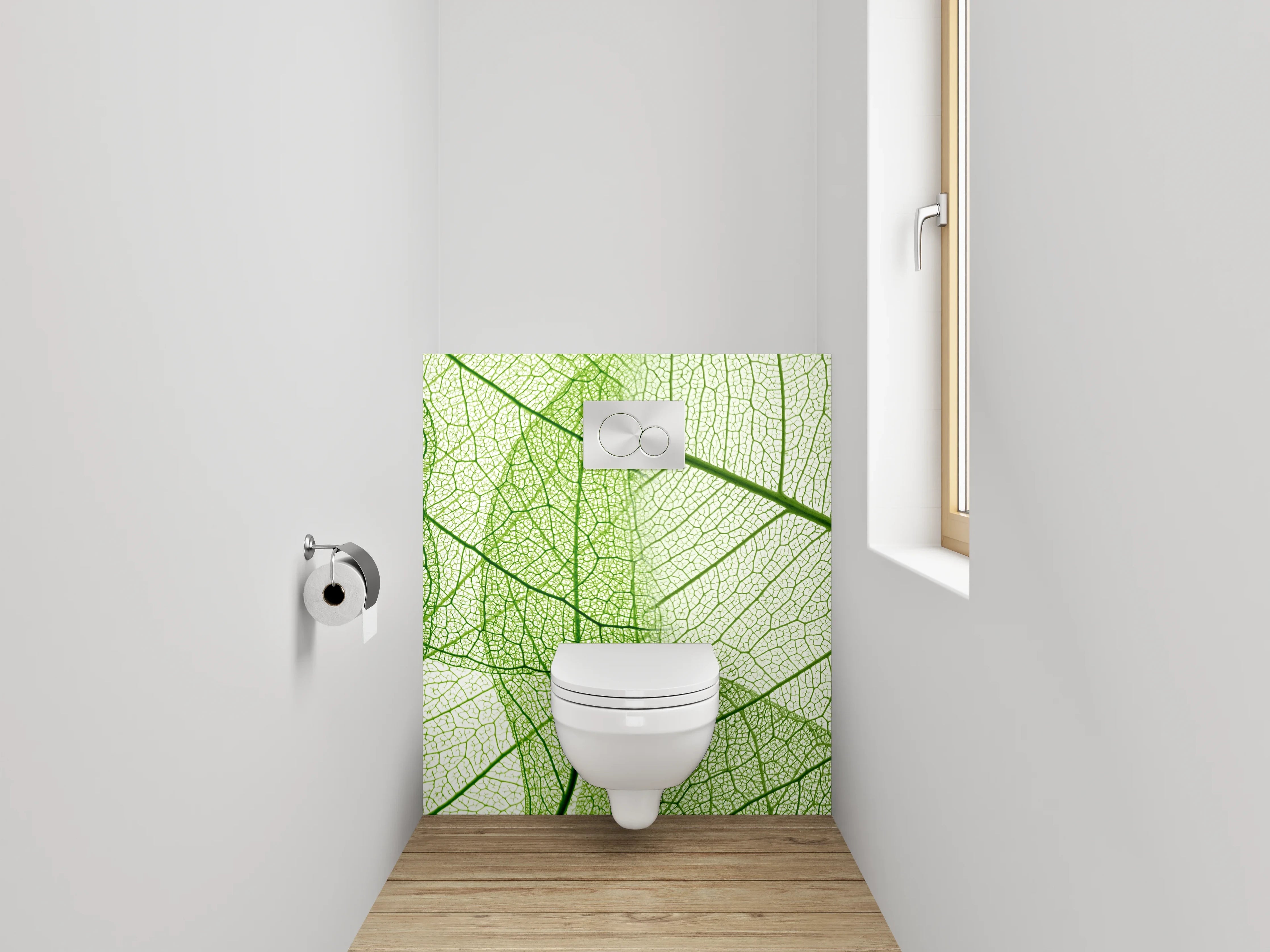 WC-Rückwand - Feines Blattgeflecht grün Natur Detail
