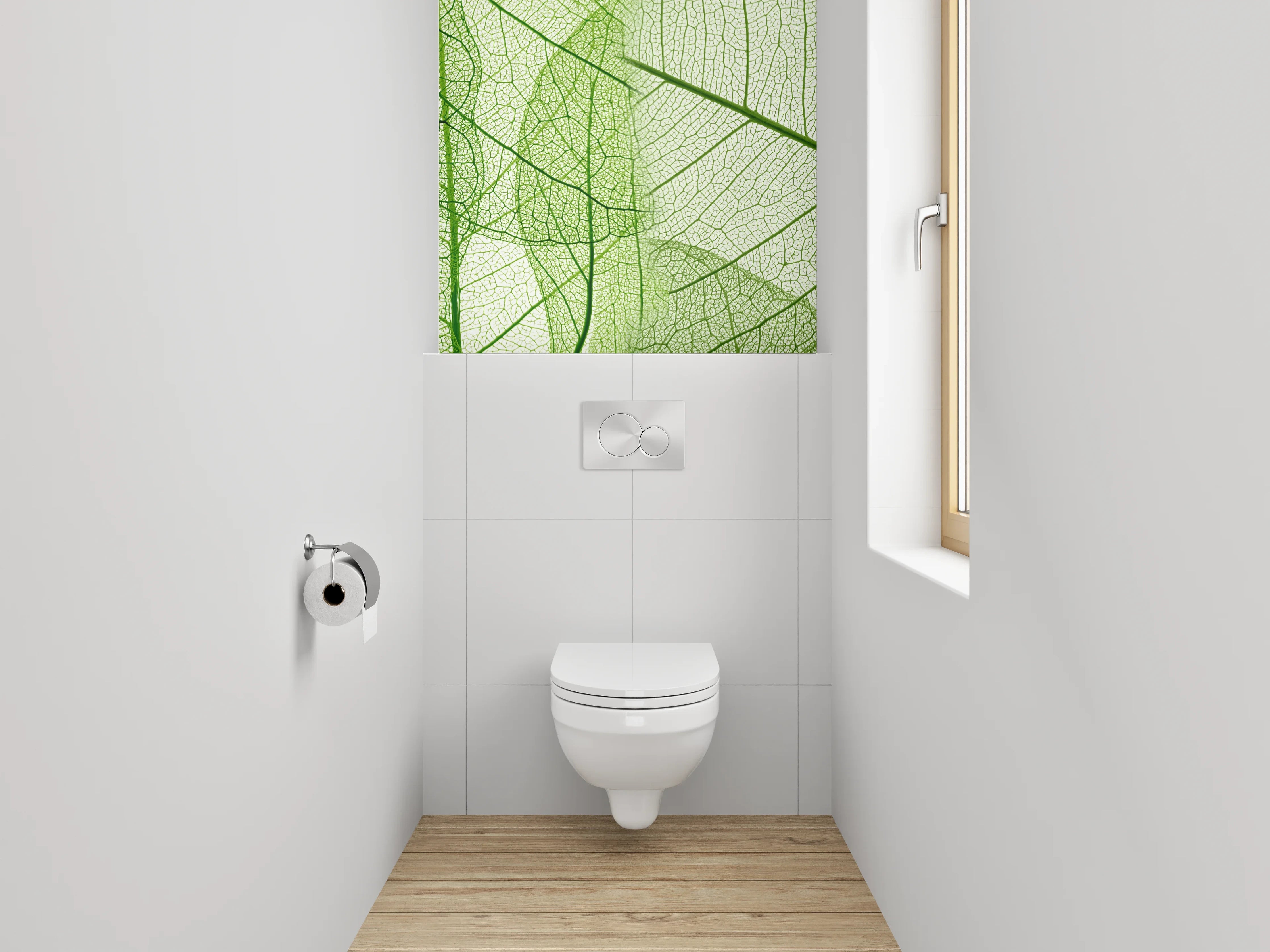 WC-Rückwand - Feines Blattgeflecht grün Natur Detail