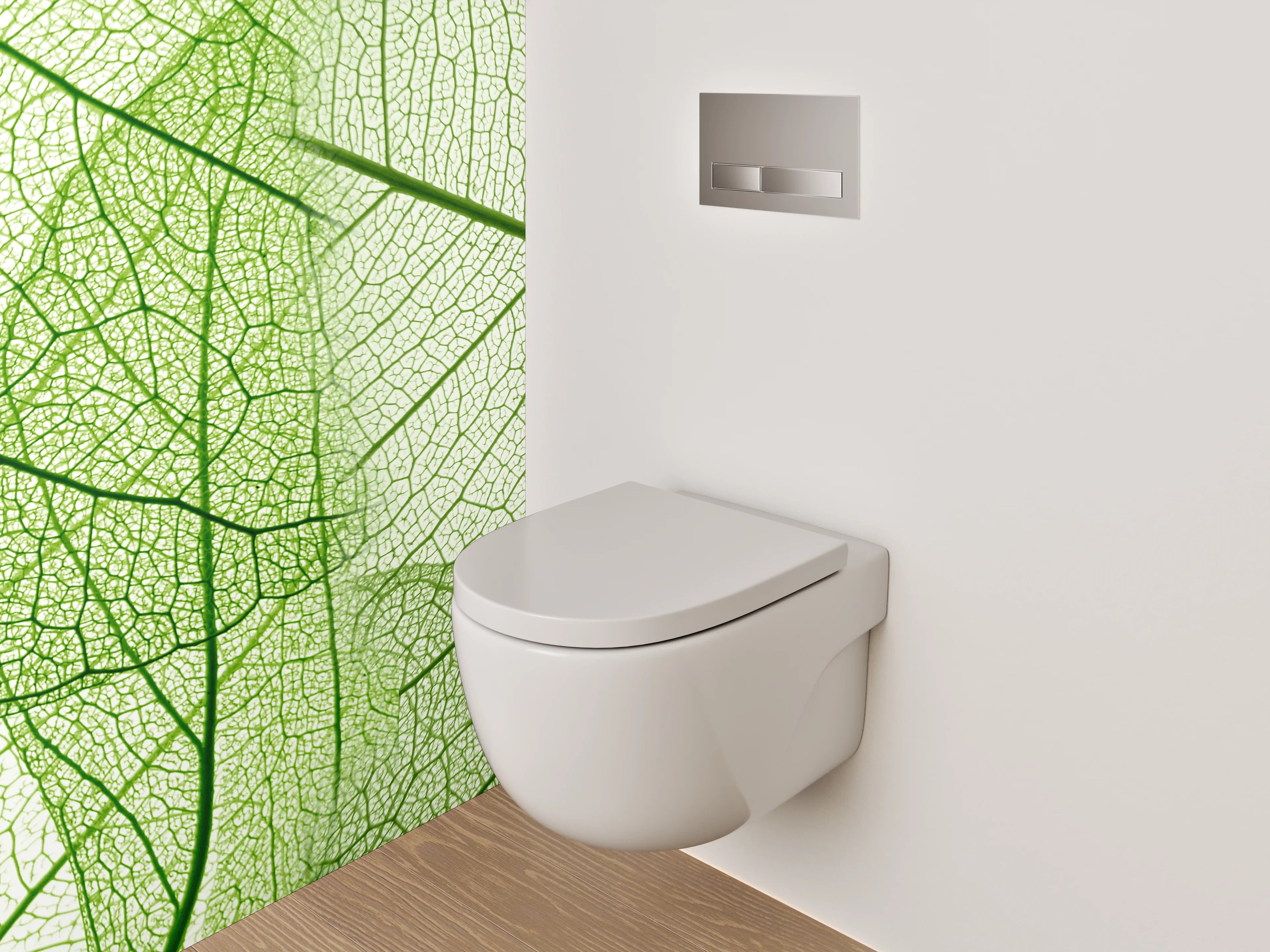 WC-Rückwand - Feines Blattgeflecht grün Natur Detail