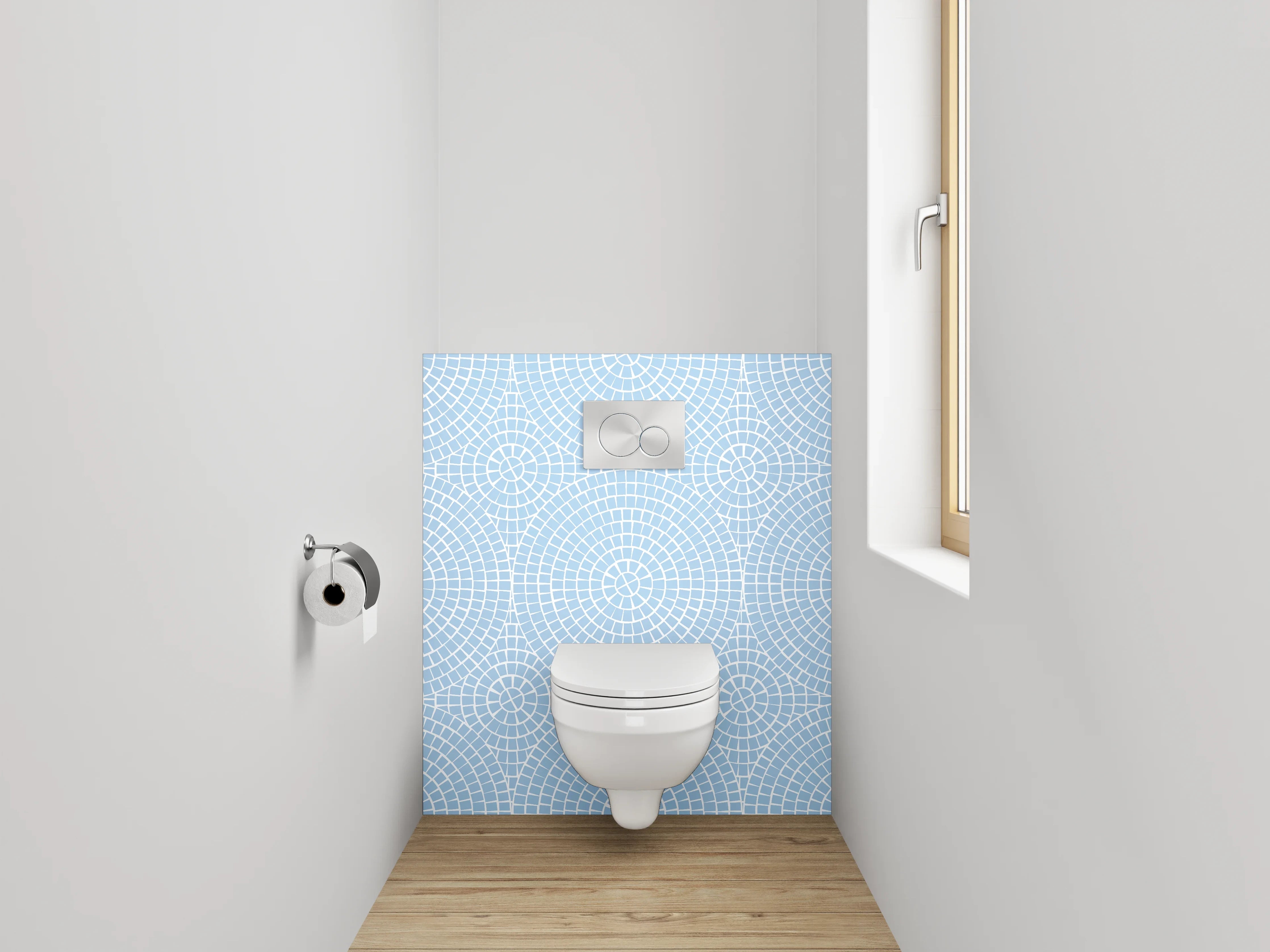 WC-Rückwand - Feines Kreismuster auf Hellblau