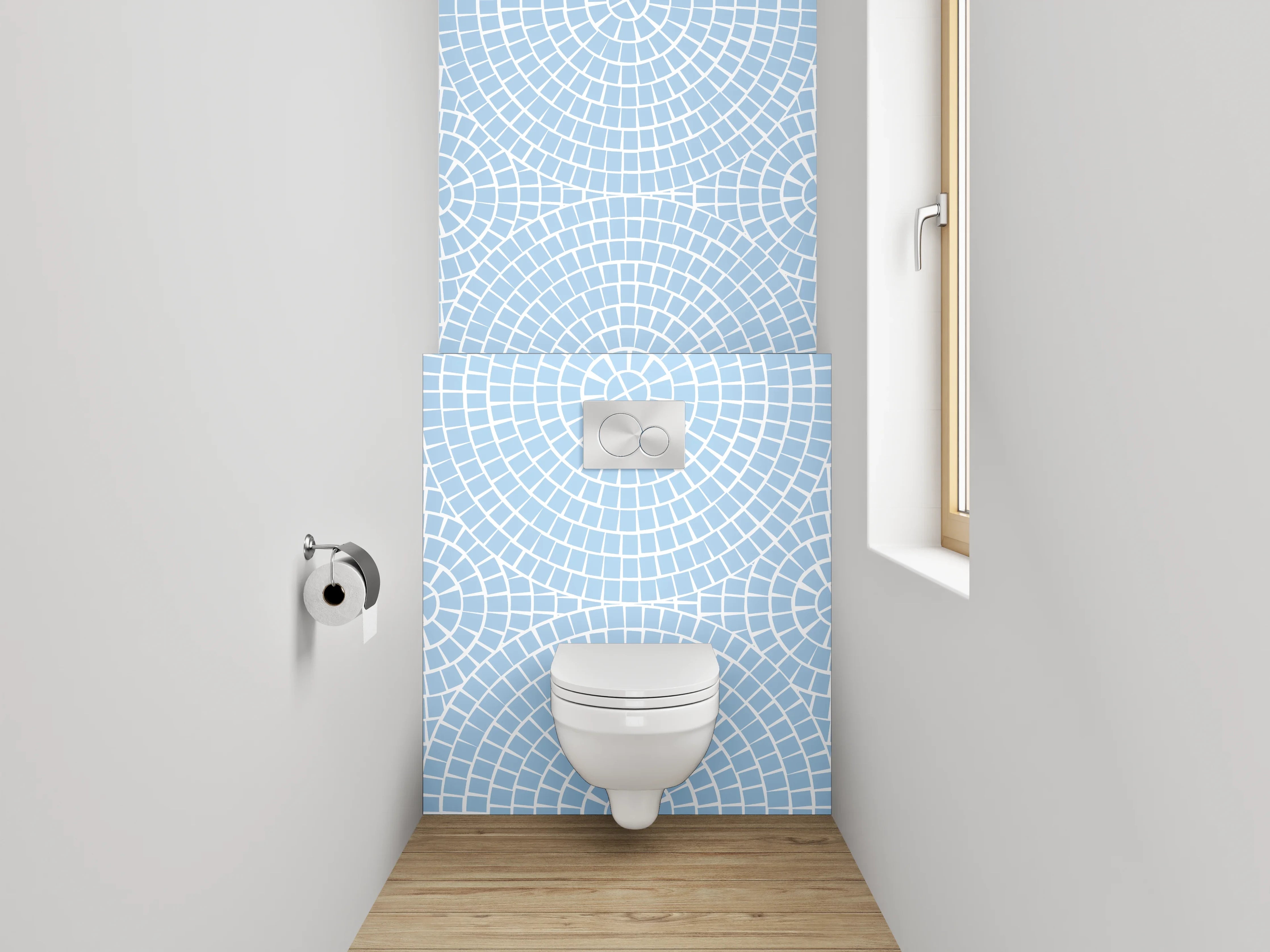 WC-Rückwand - Feines Kreismuster auf Hellblau