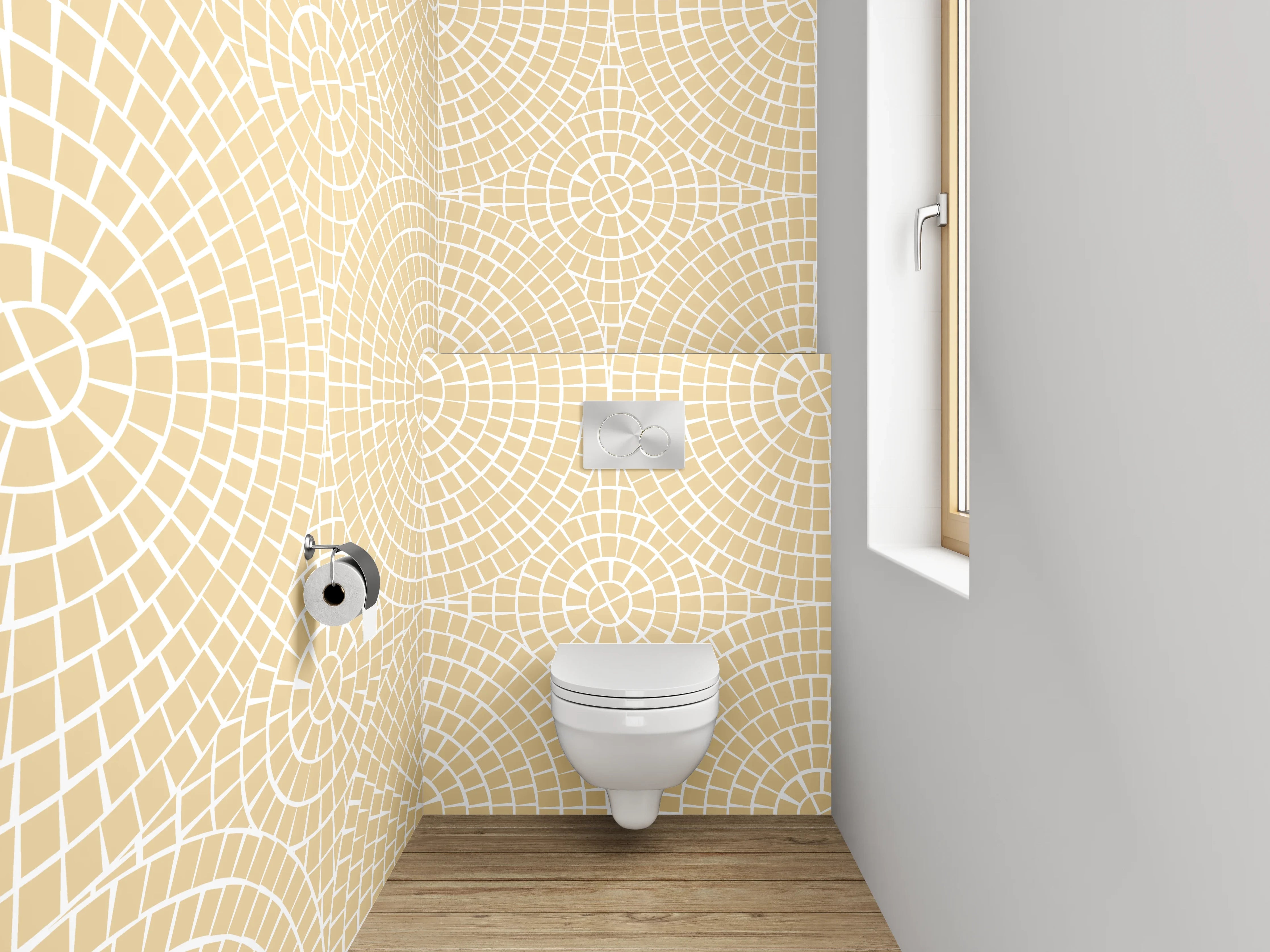 WC-Rückwand - Feines Kreismuster in Beige-Optik